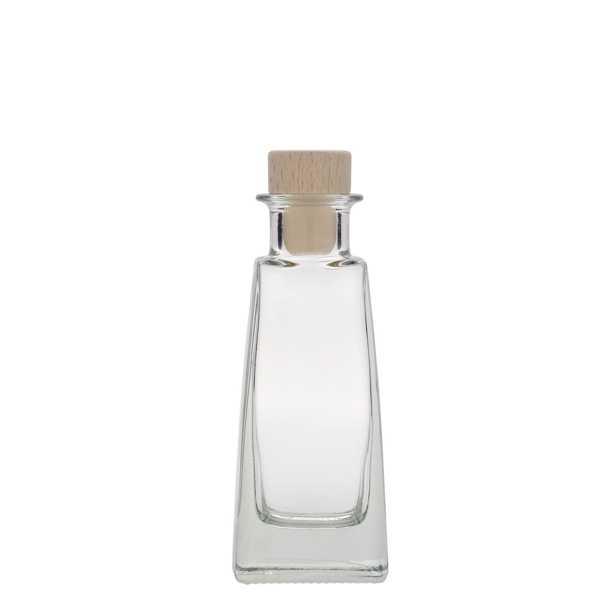 Botella de vidrio de 100 ml «Timmy», rectangular, boca: corcho