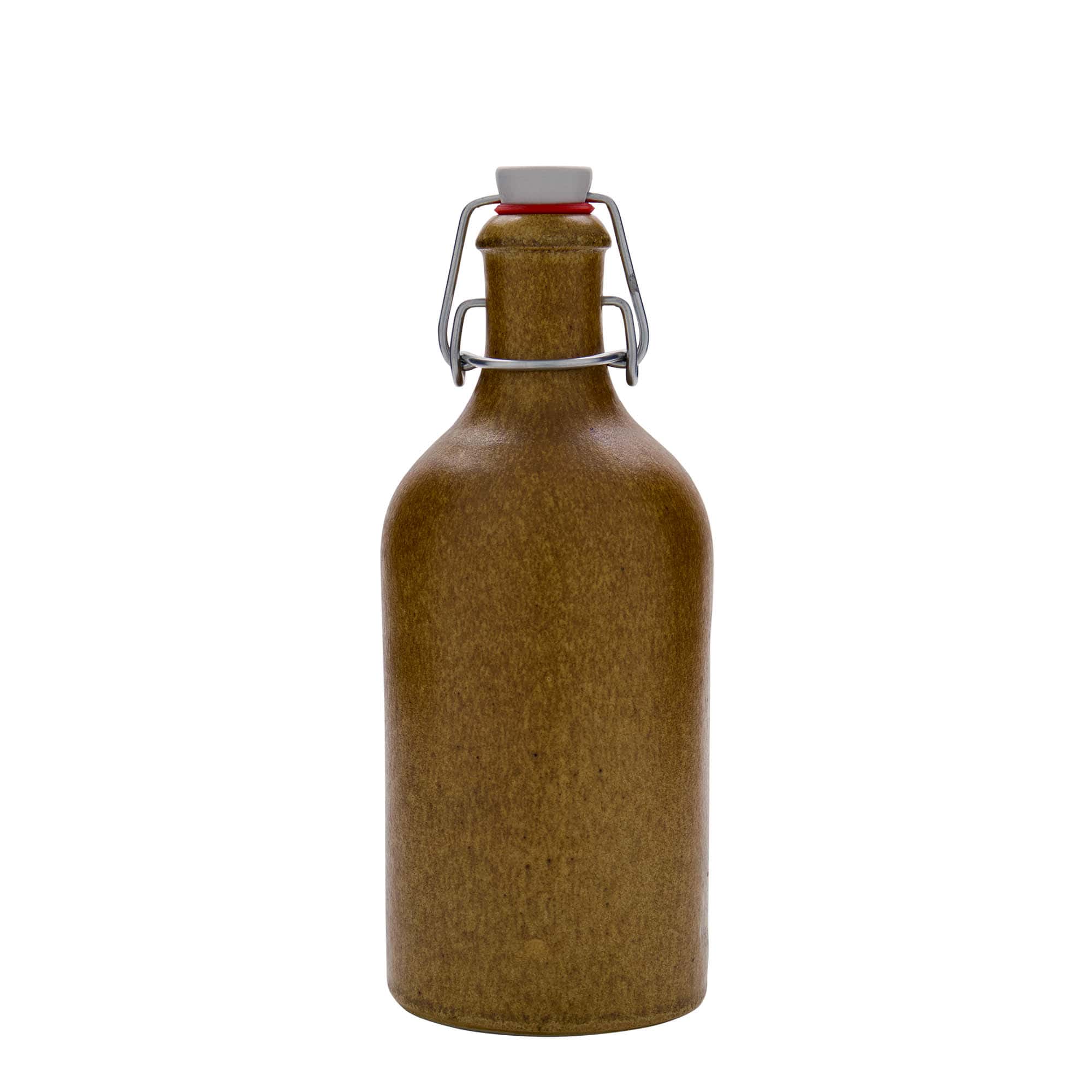 Jarra de barro de 500 ml, gres, cristal marrón, boca: cierre con alambre