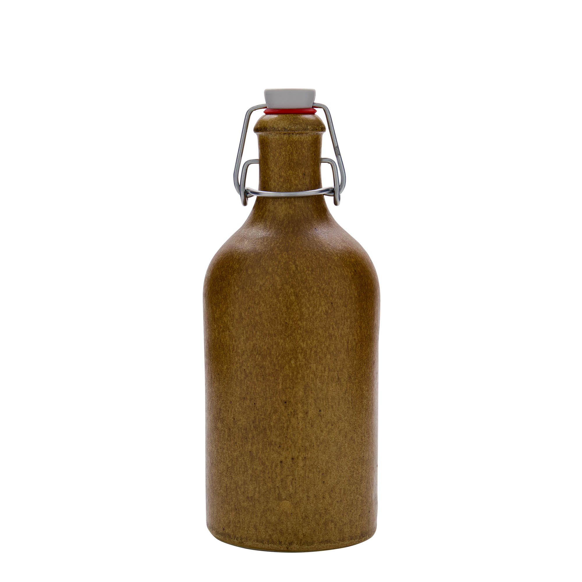 Jarra de barro de 500 ml, gres, cristal marrón, boca: cierre con alambre