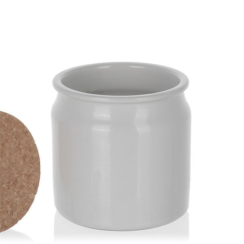Olla de gres de 160 ml, cerámica, blanco, boca: corcho