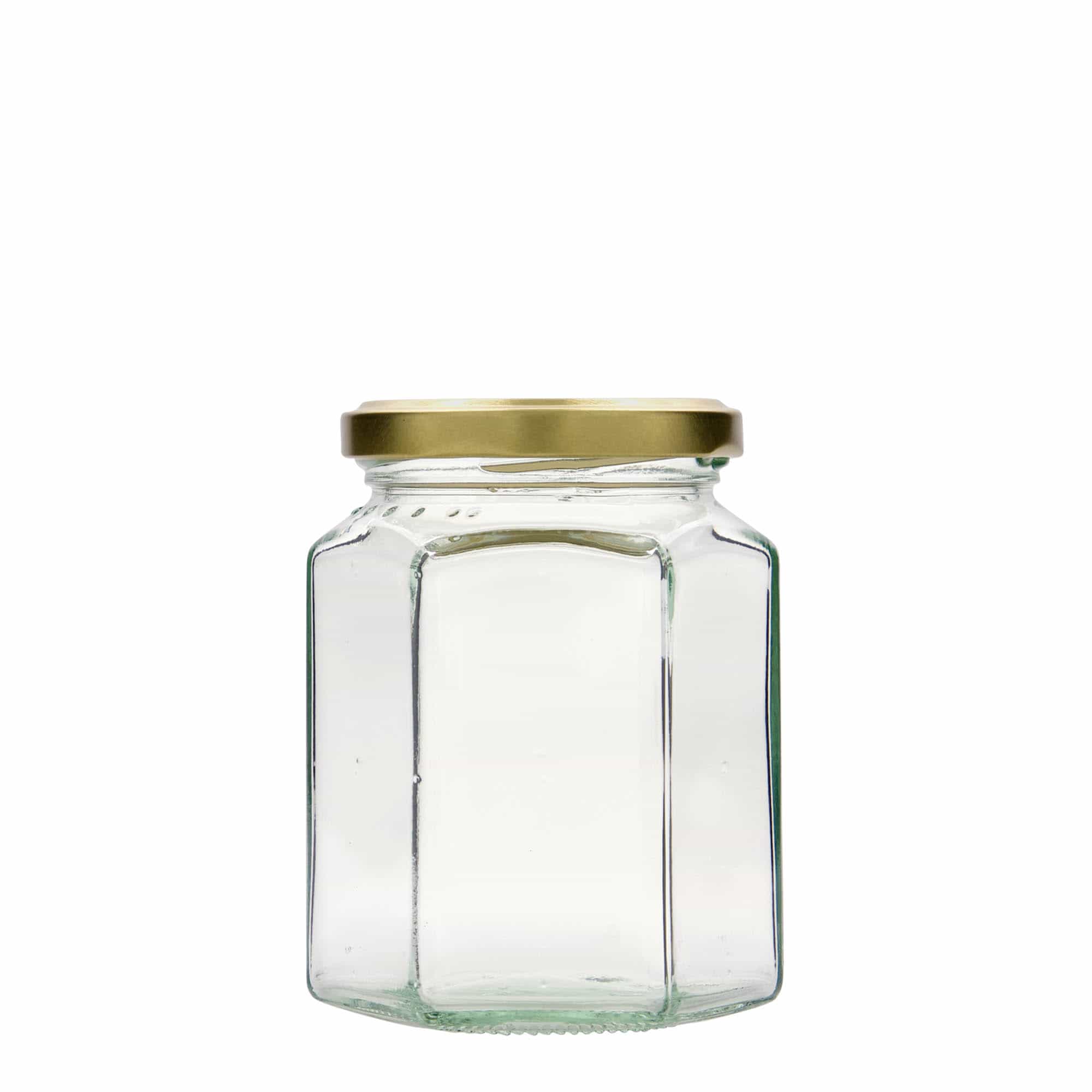 Tarro hexagonal de 288 ml, boca: Twist-Off (TO 63)