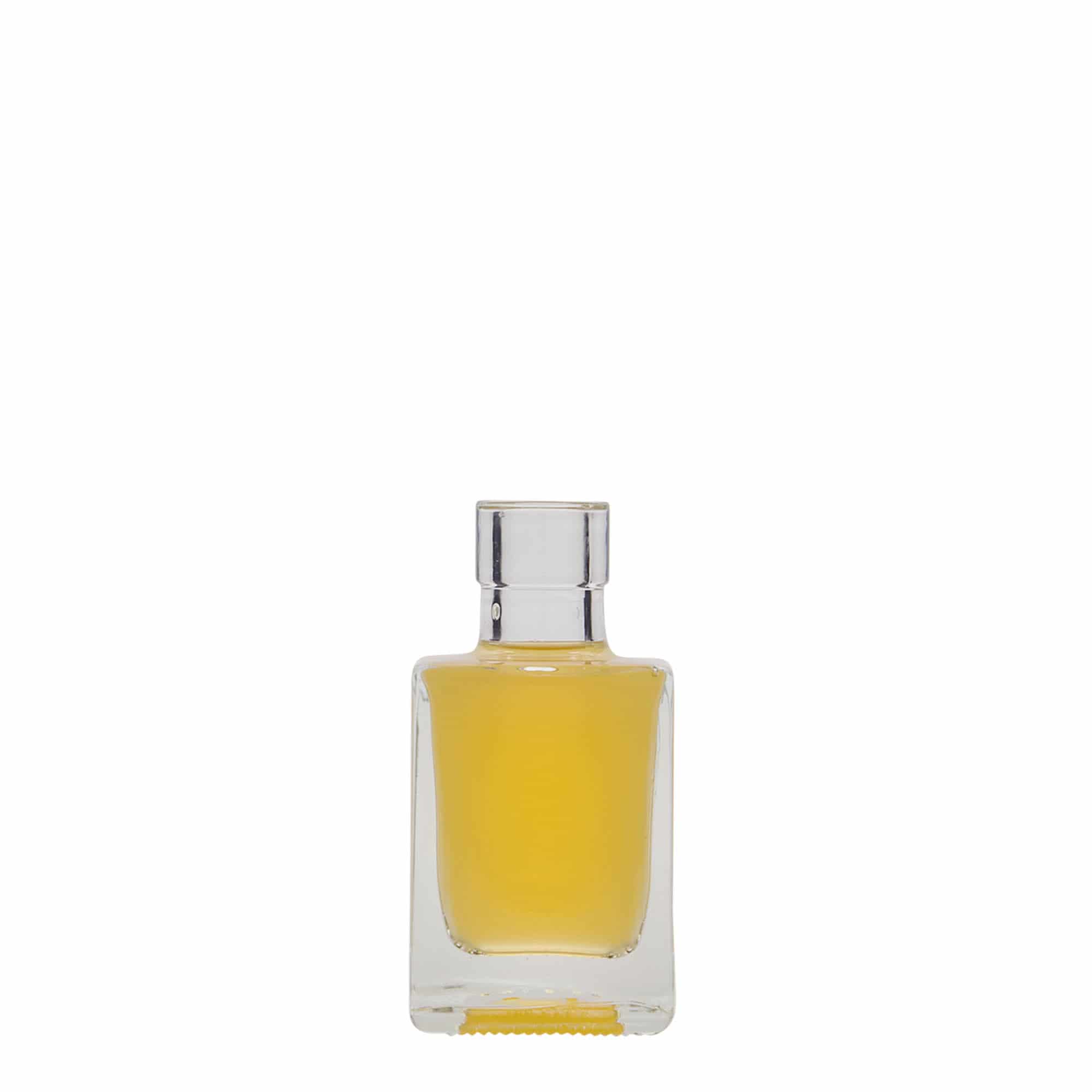 Botella de vidrio de 50 ml 'Cube', cuadrada, boca: corcho