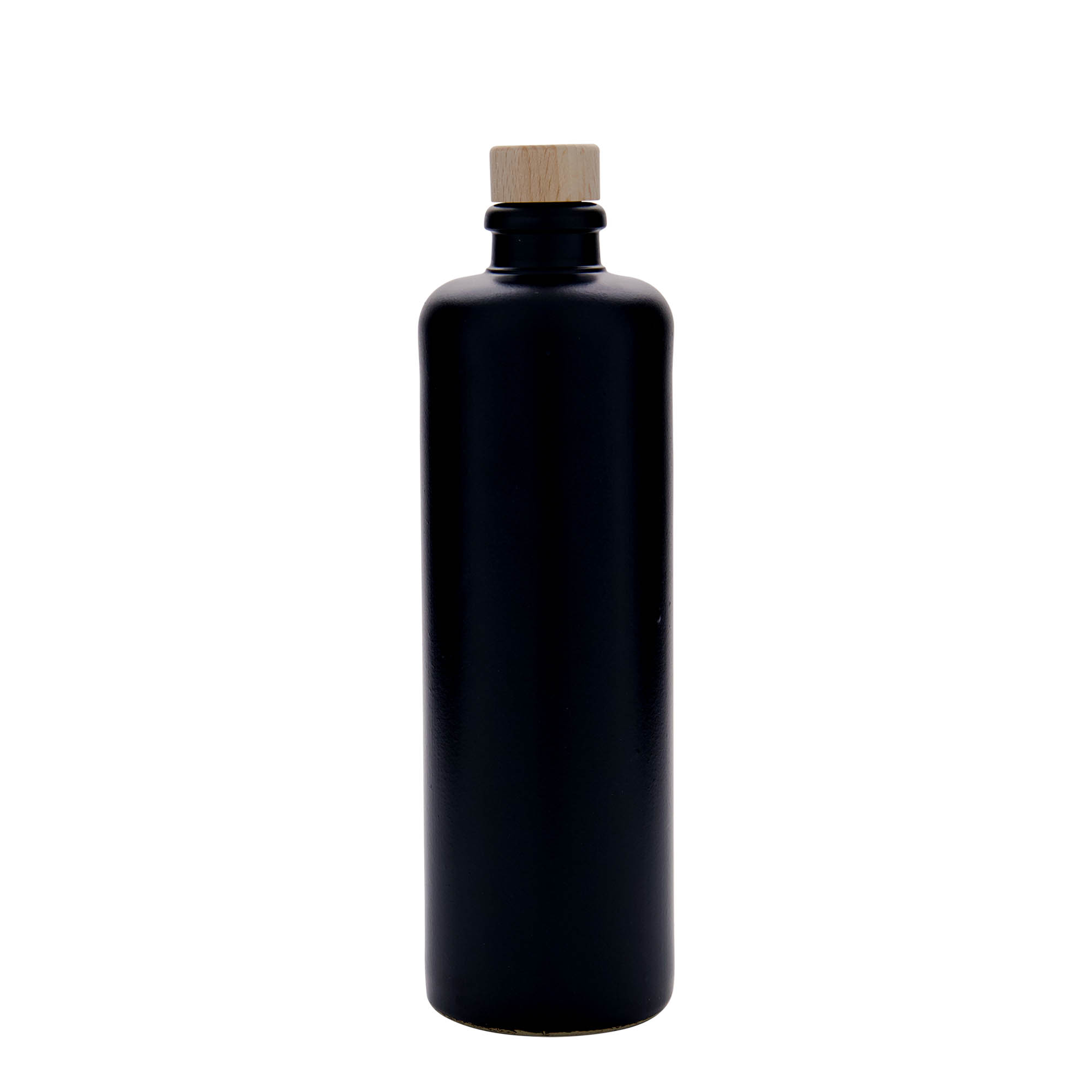 Jarra de barro de 500 ml, gres, negra, boca: corcho
