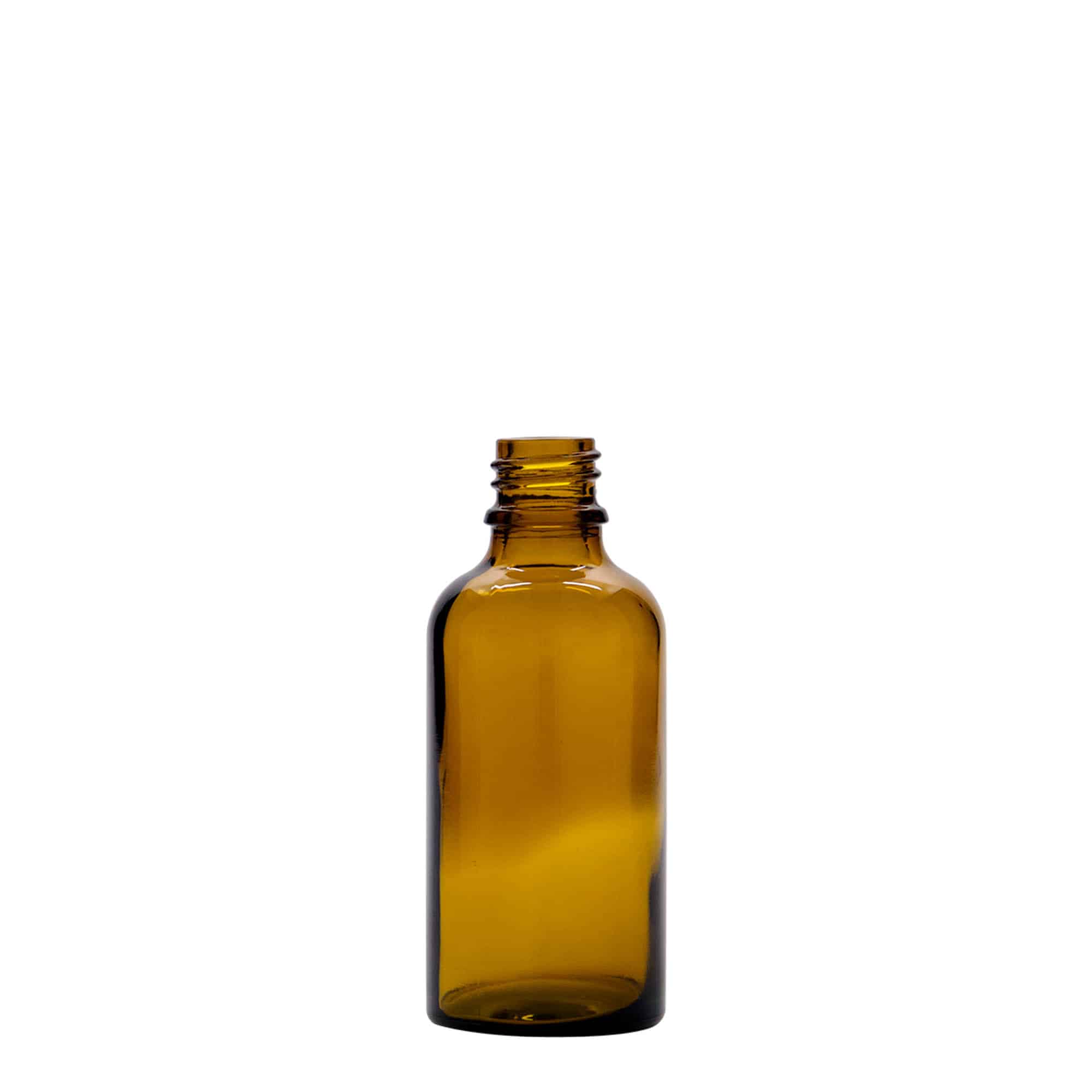 Frasco cuentagotas de 50 ml para medicina, vidrio, marrón-rojo, boca: DIN 18