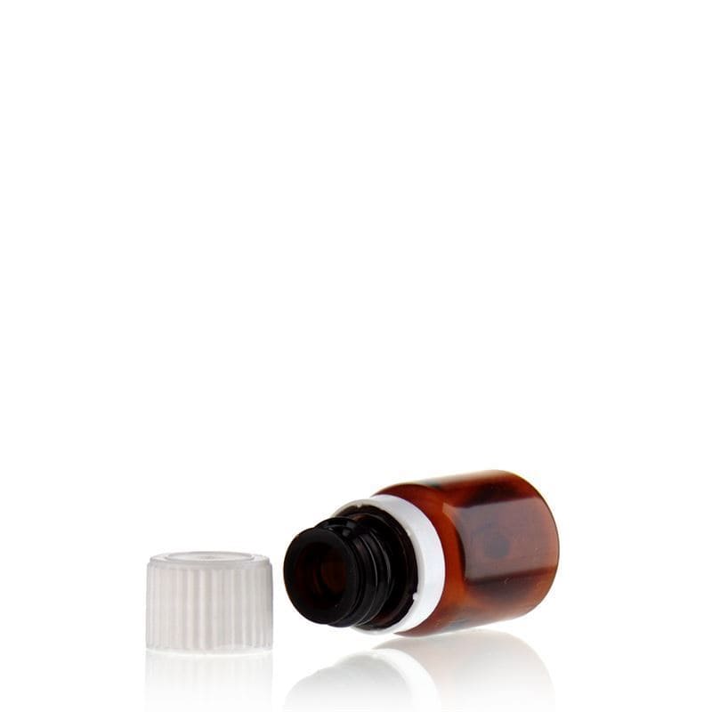 10 ml frasco médico de PET «Easy Living», marrón, plástico, boca: DIN 18