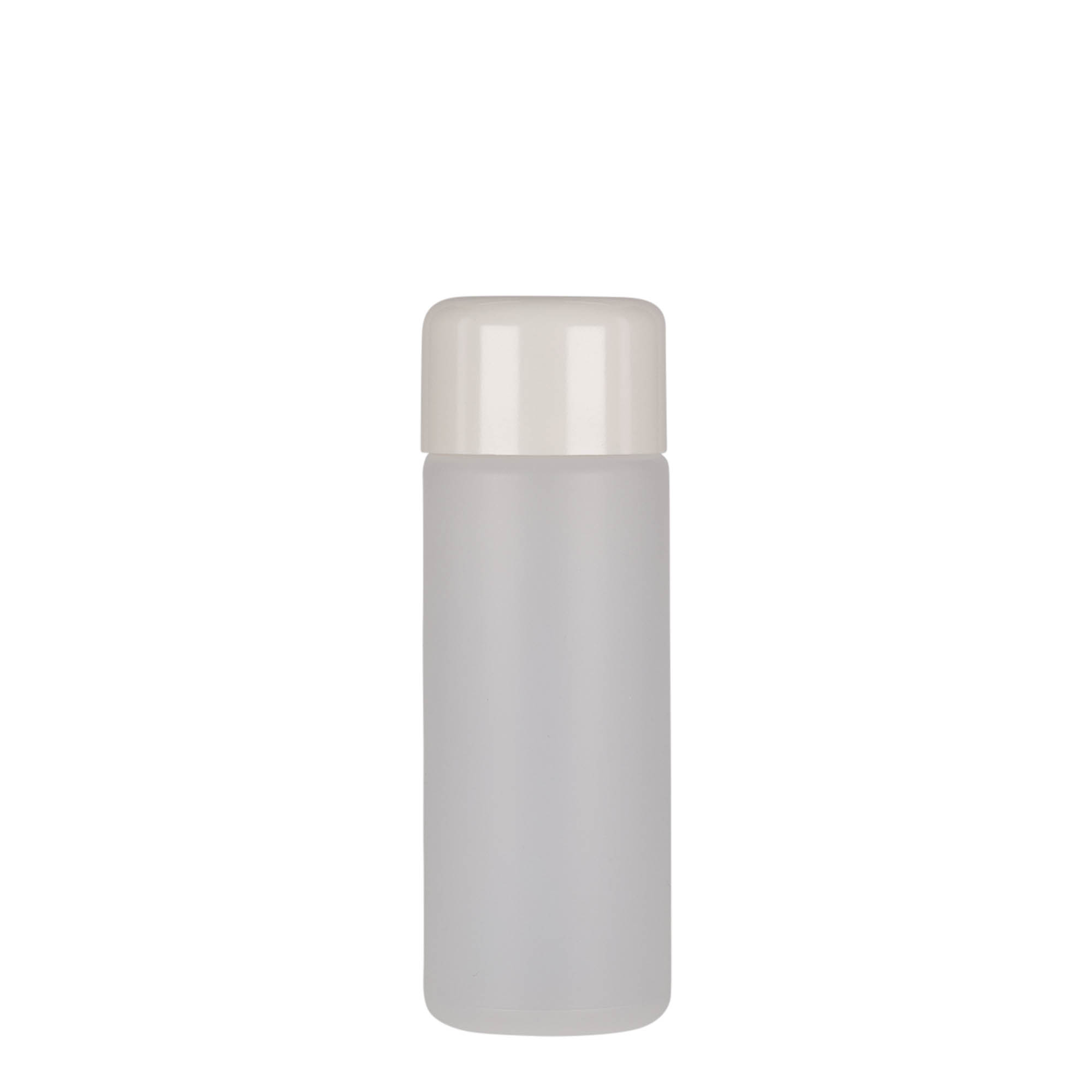 100 ml botella redonda, plástico PE, natural, boca: cierre de rosca