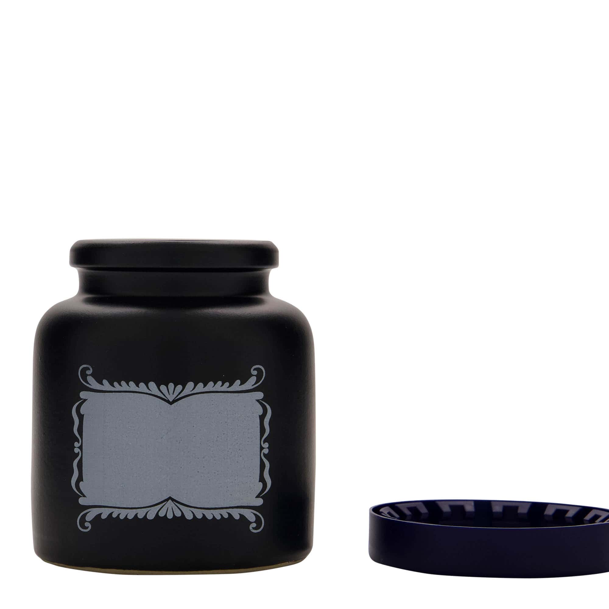Olla de gres de 270 ml, motivo: espacio para etiqueta, cerámica, negro, boca: capuchón