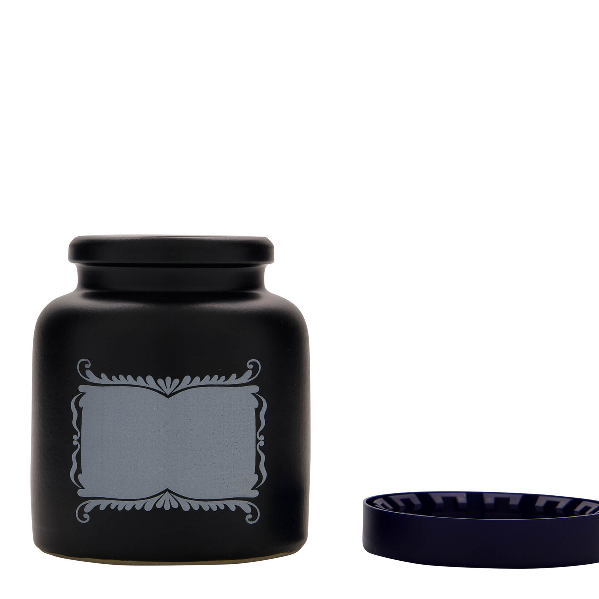 270 ml de jarra de gres, motivo: campo de etiquetas, cerámica, negro, boca: tapa abatible