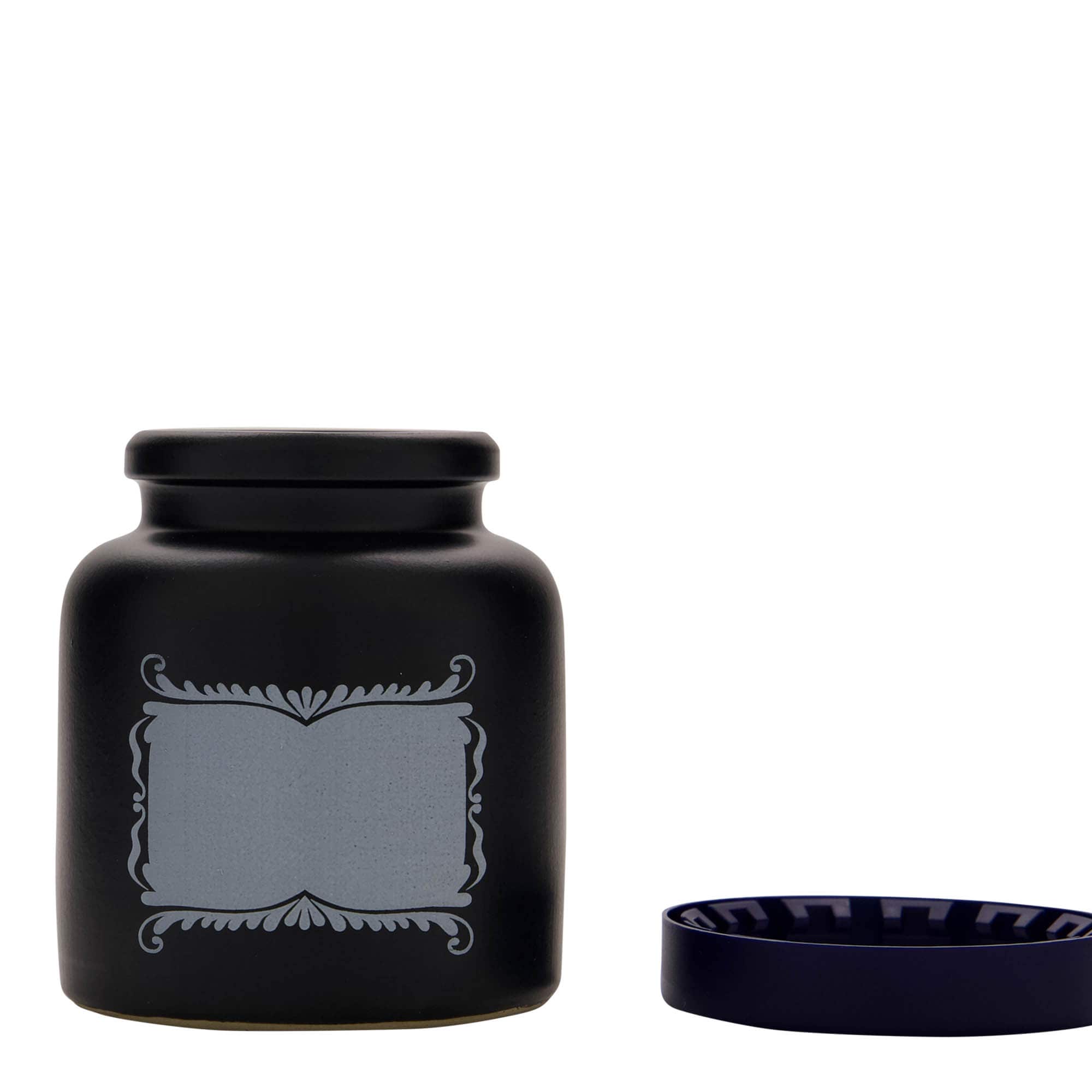270 ml de jarra de gres, motivo: campo de etiquetas, cerámica, negro, boca: tapa abatible