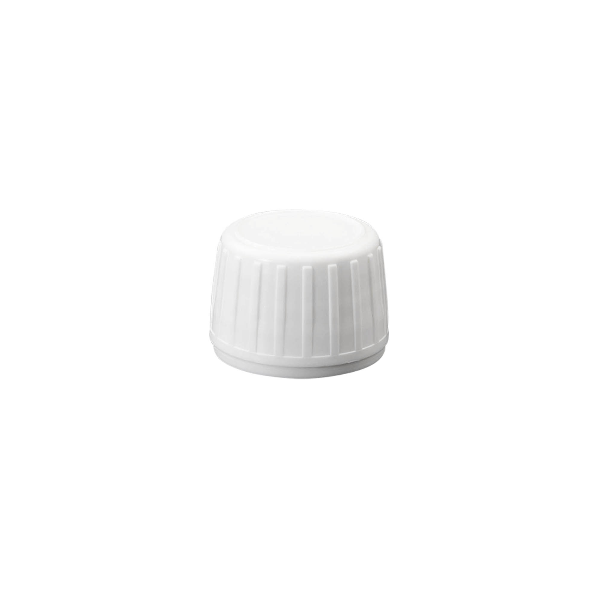 Tapón roscado, plástico PP, blanco, para boca: PP 28 Tapón roscado, plástico PP, blanco, para boca: PP 28