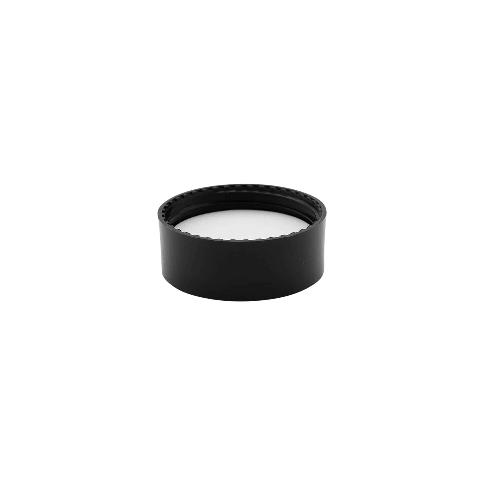 Tapa roscada, plástico PP, negro, para boca: 58/400
