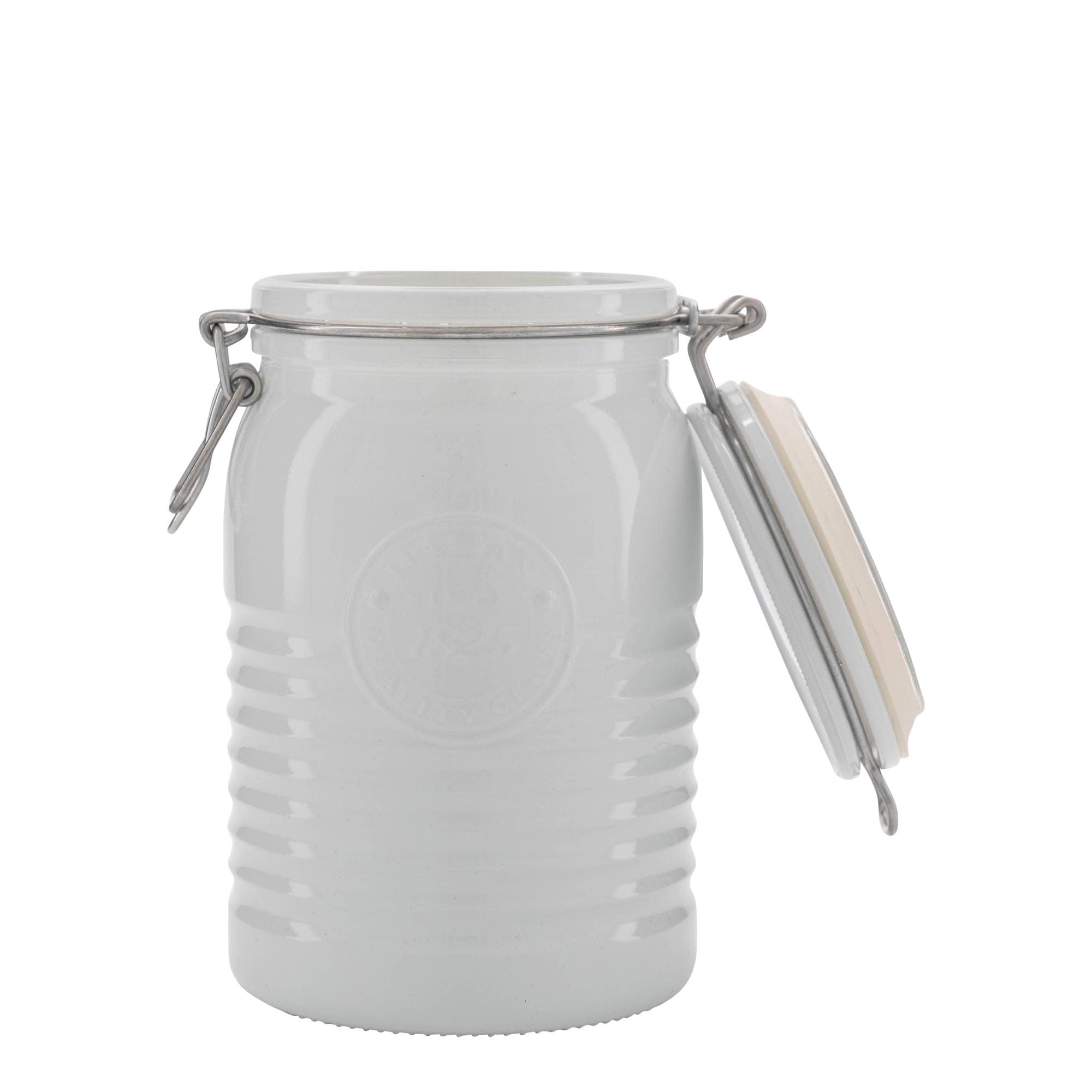 Tarro hermético 'Officina 1825' de 1000 ml, blanco, boca: cierre mecánico