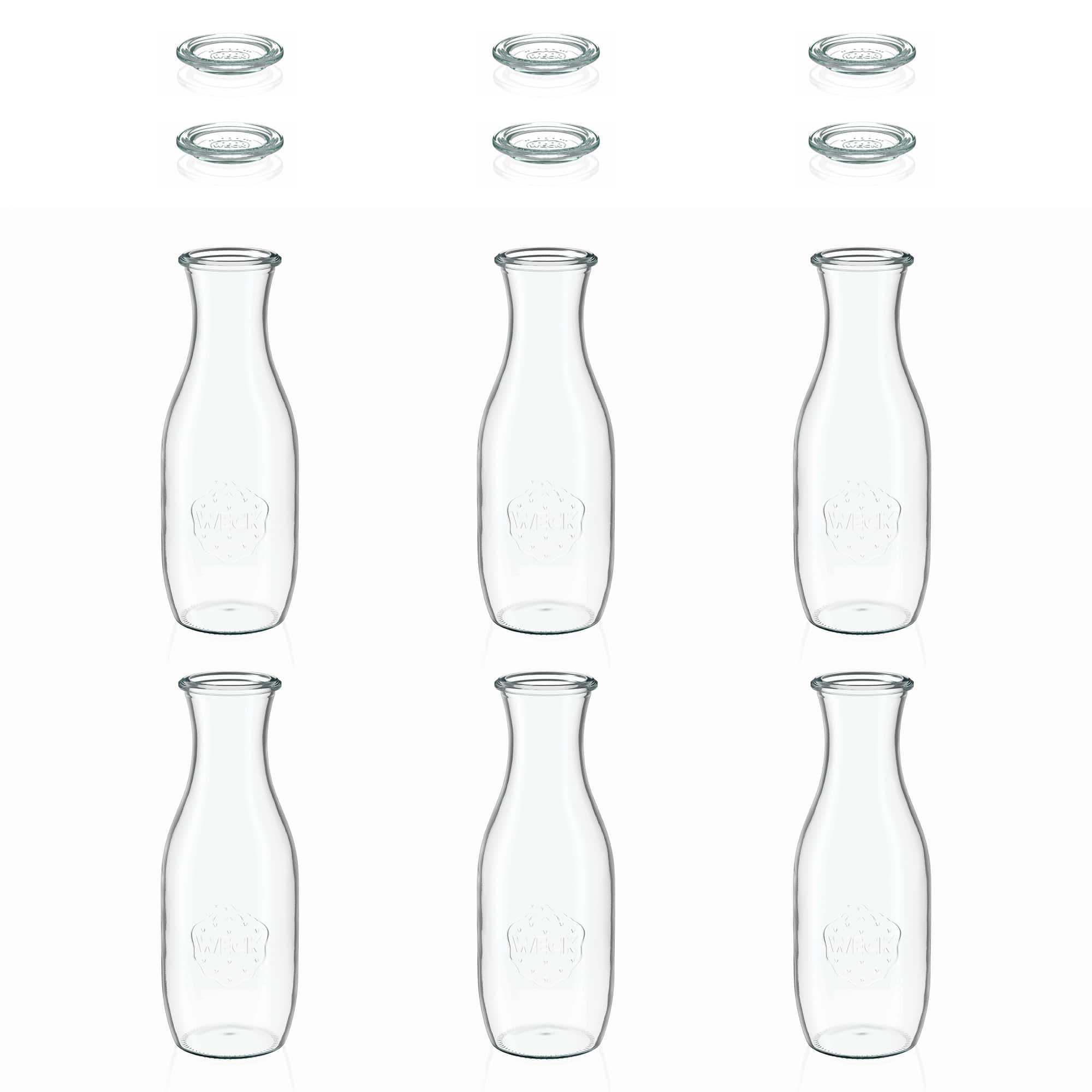 6x 1000 ml botella de zumo WECK con tapa de vidrio RR 60
