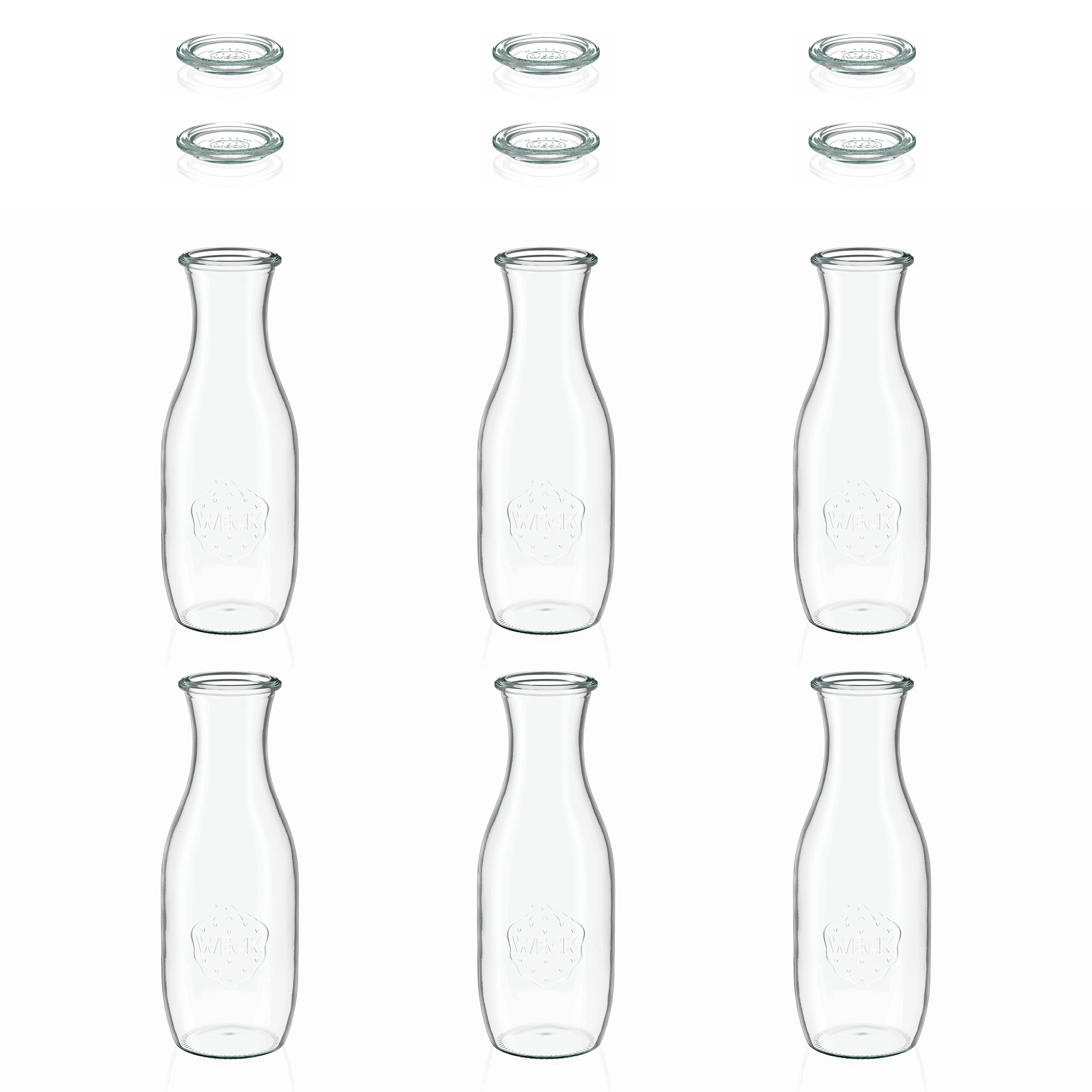 6x 1000 ml botella de zumo WECK con tapa de vidrio RR 60