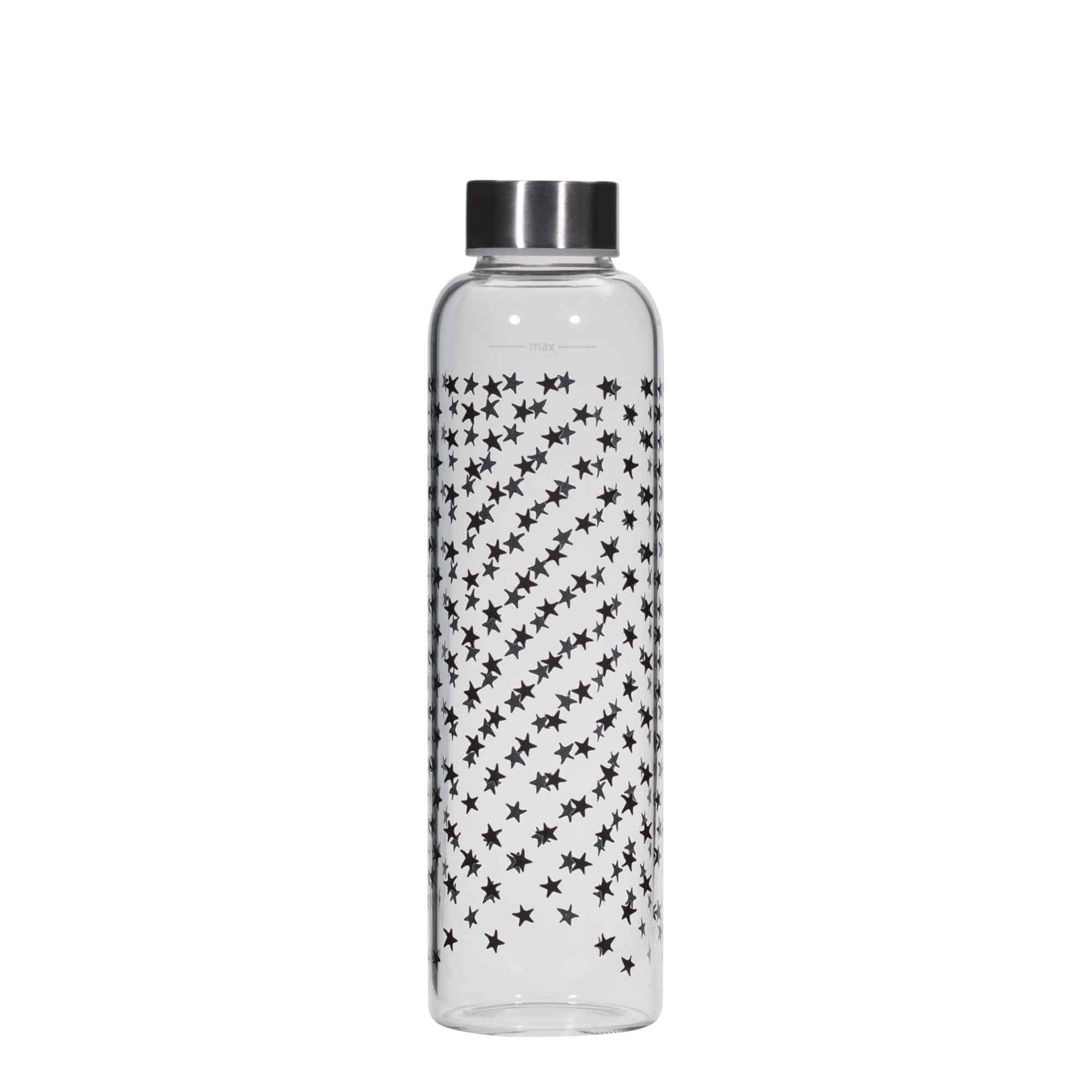 Botella de agua 'Perseus' de 500 ml, motivo: estrellas negras, boca: tapón de rosca