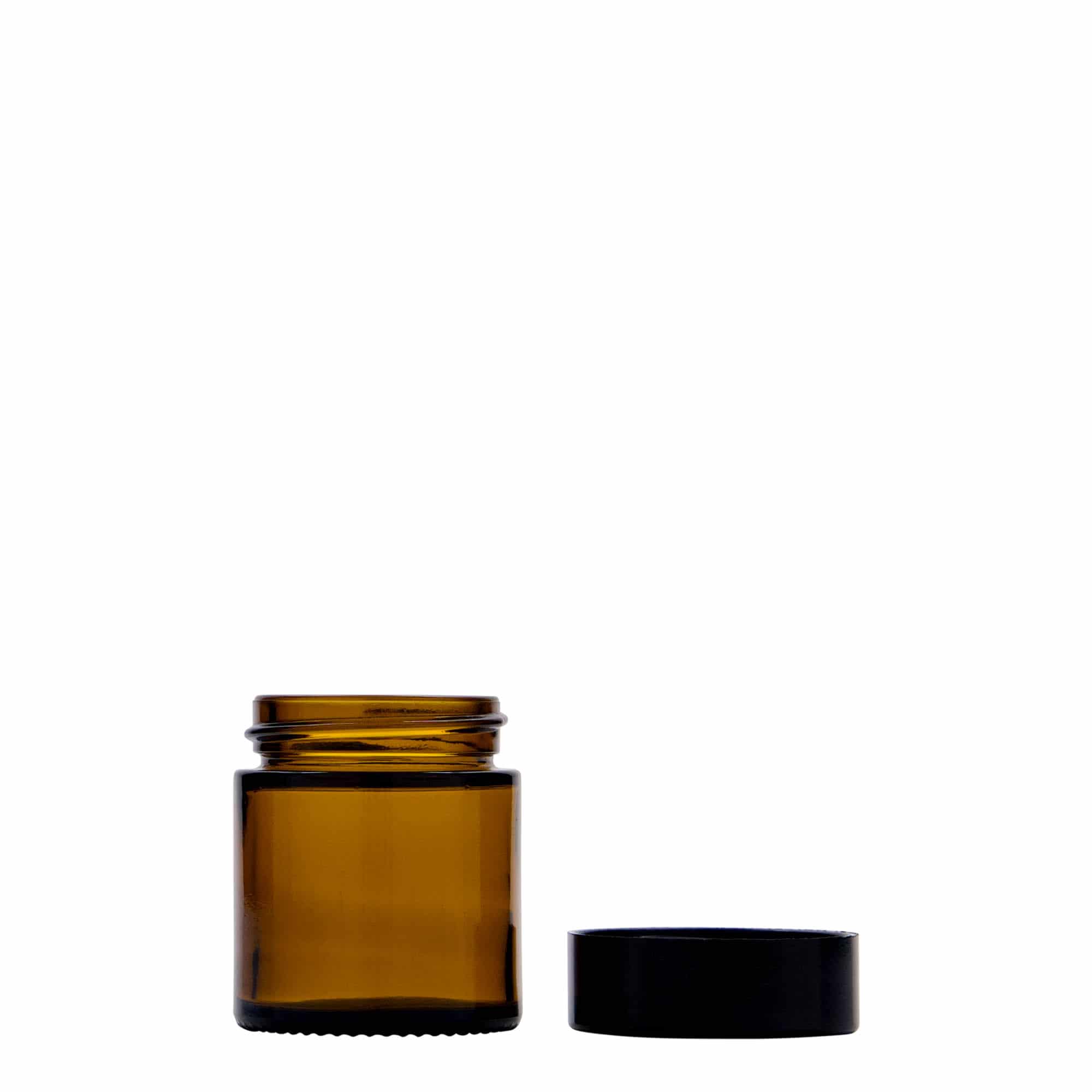 Bote 'Brown Line' de 30 ml, vidrio, marrón, boca: tapón de rosca