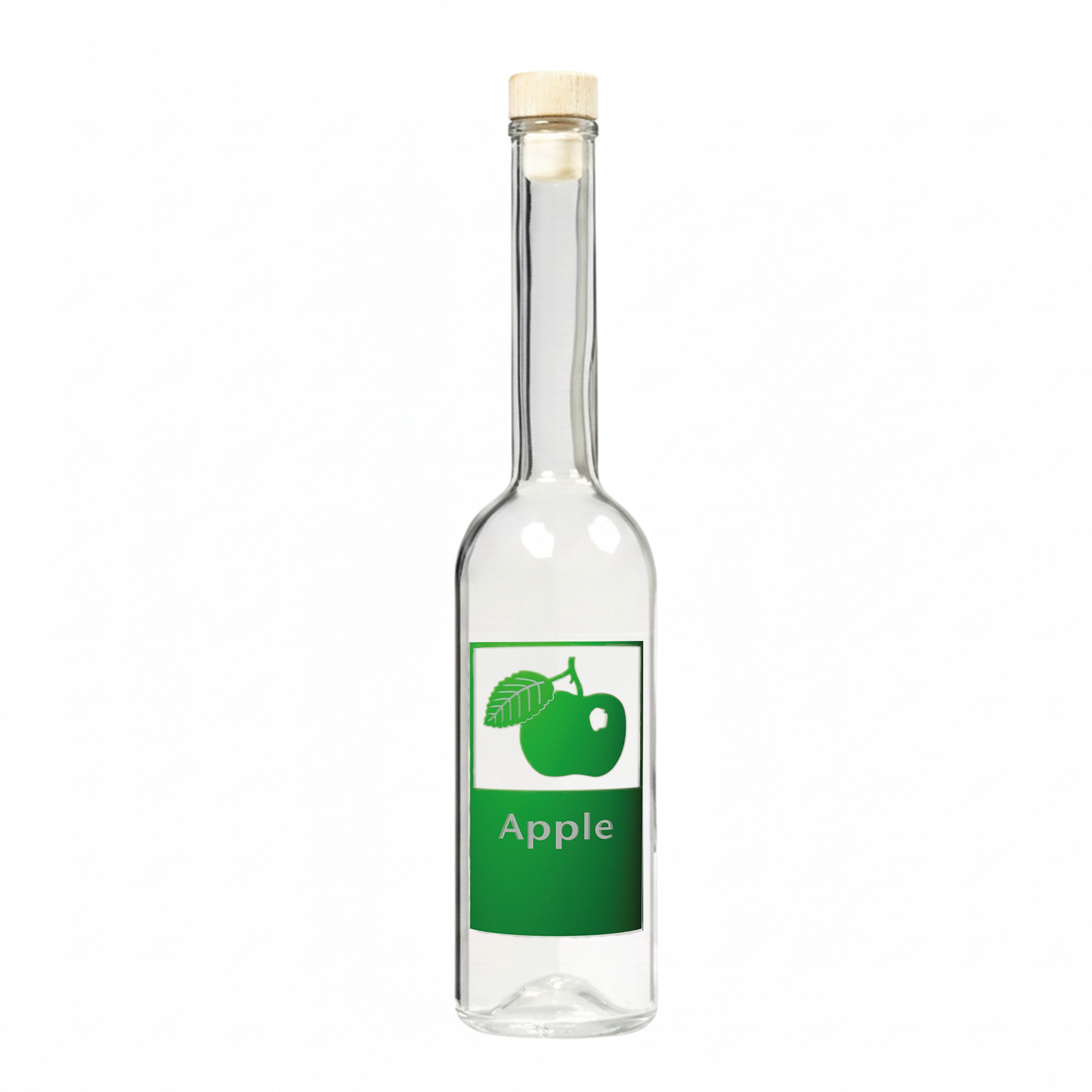 Botella de vidrio de 500 ml 'Opera', motivo: manzana, boca: corcho Botella de vidrio de 500 ml 'Opera', motivo: manzana, boca: corcho