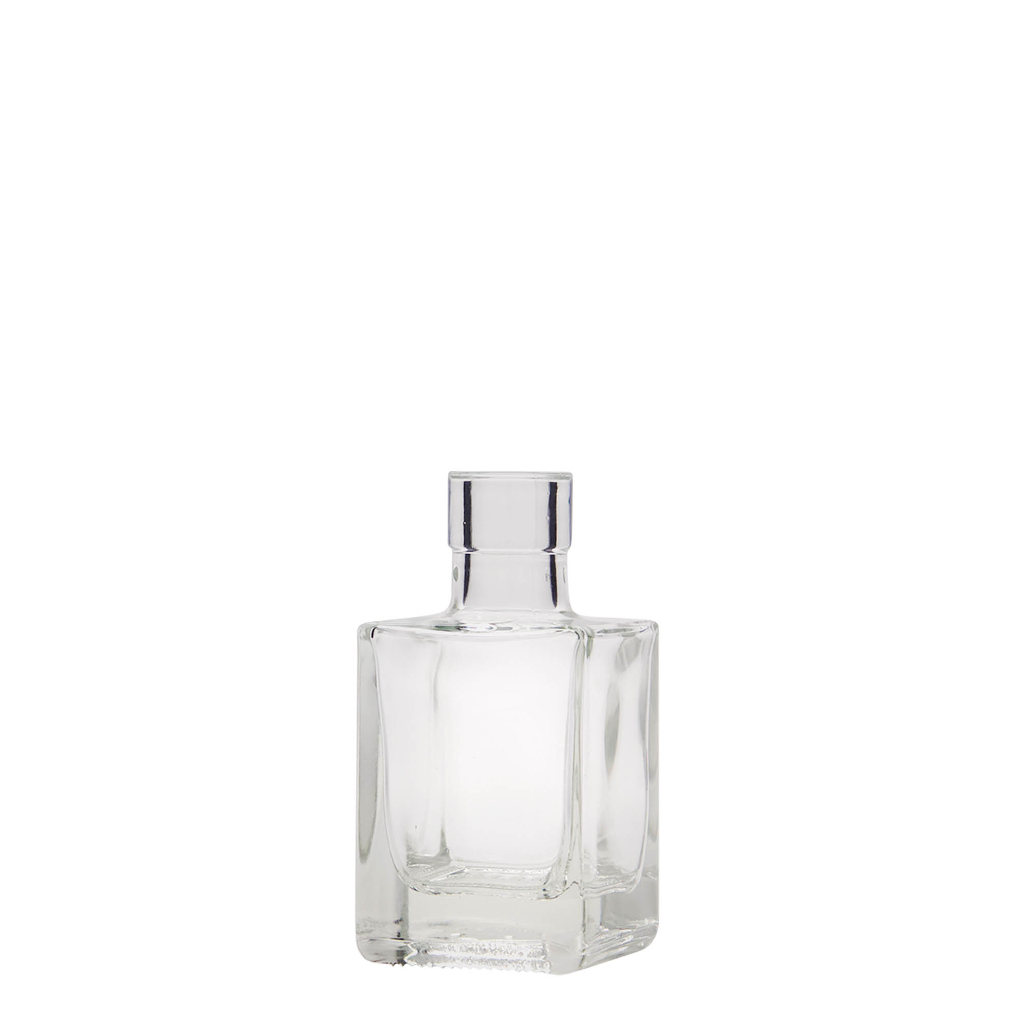 Botella de vidrio de 50 ml 'Cube', cuadrada, boca: corcho