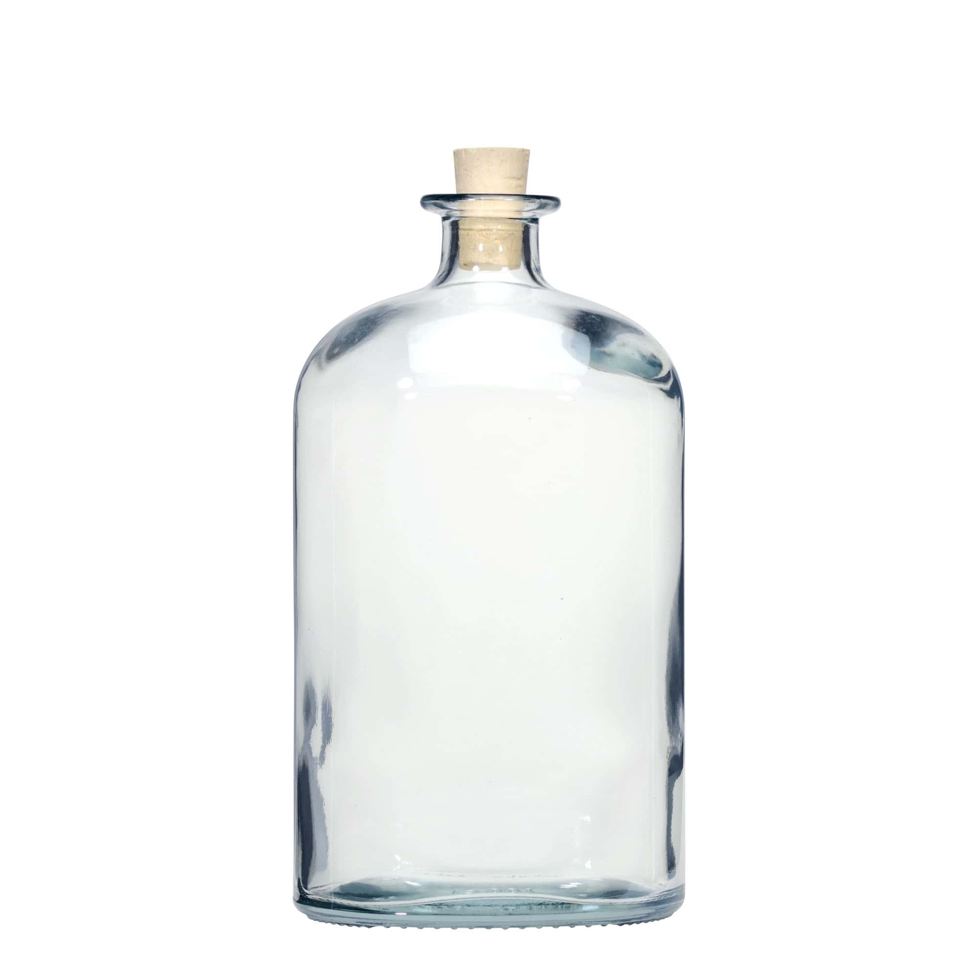 Botella de vidrio 'Dundee' de 1000 ml, ovalada, boca: corcho