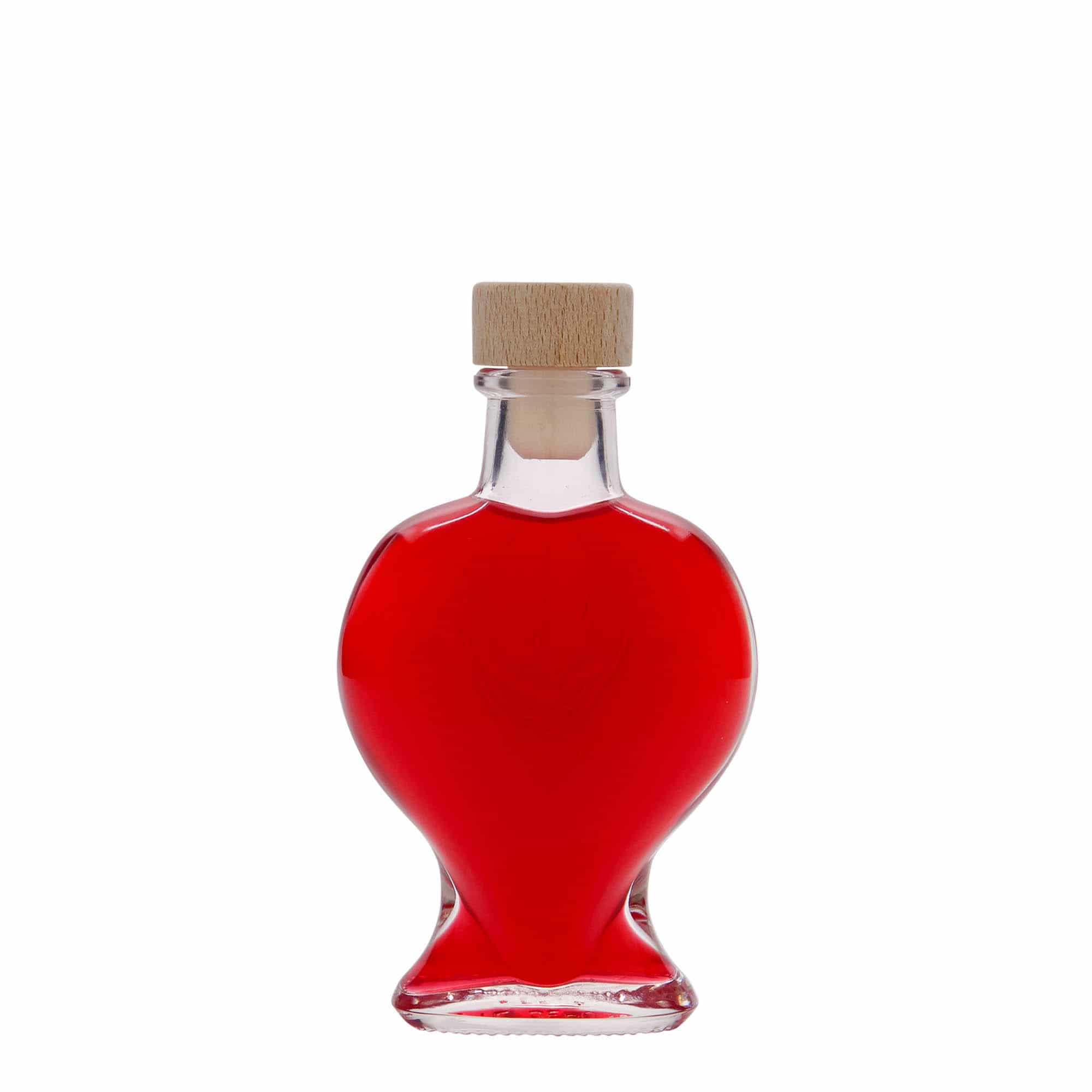 Botella de vidrio 'Corazón' de 100 ml, boca: corcho
