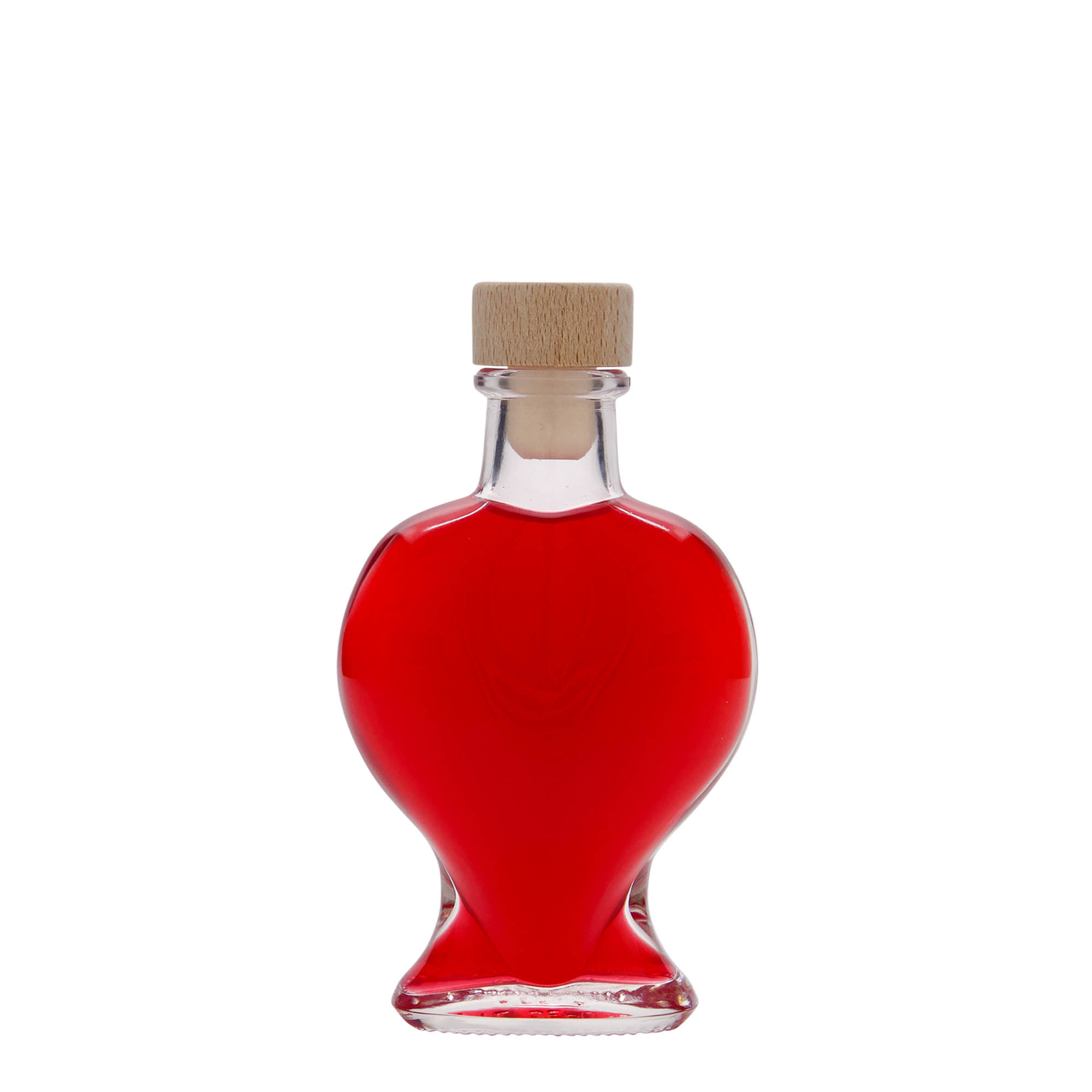 Botella de vidrio de 100 ml 'Corazón', boca: corcho