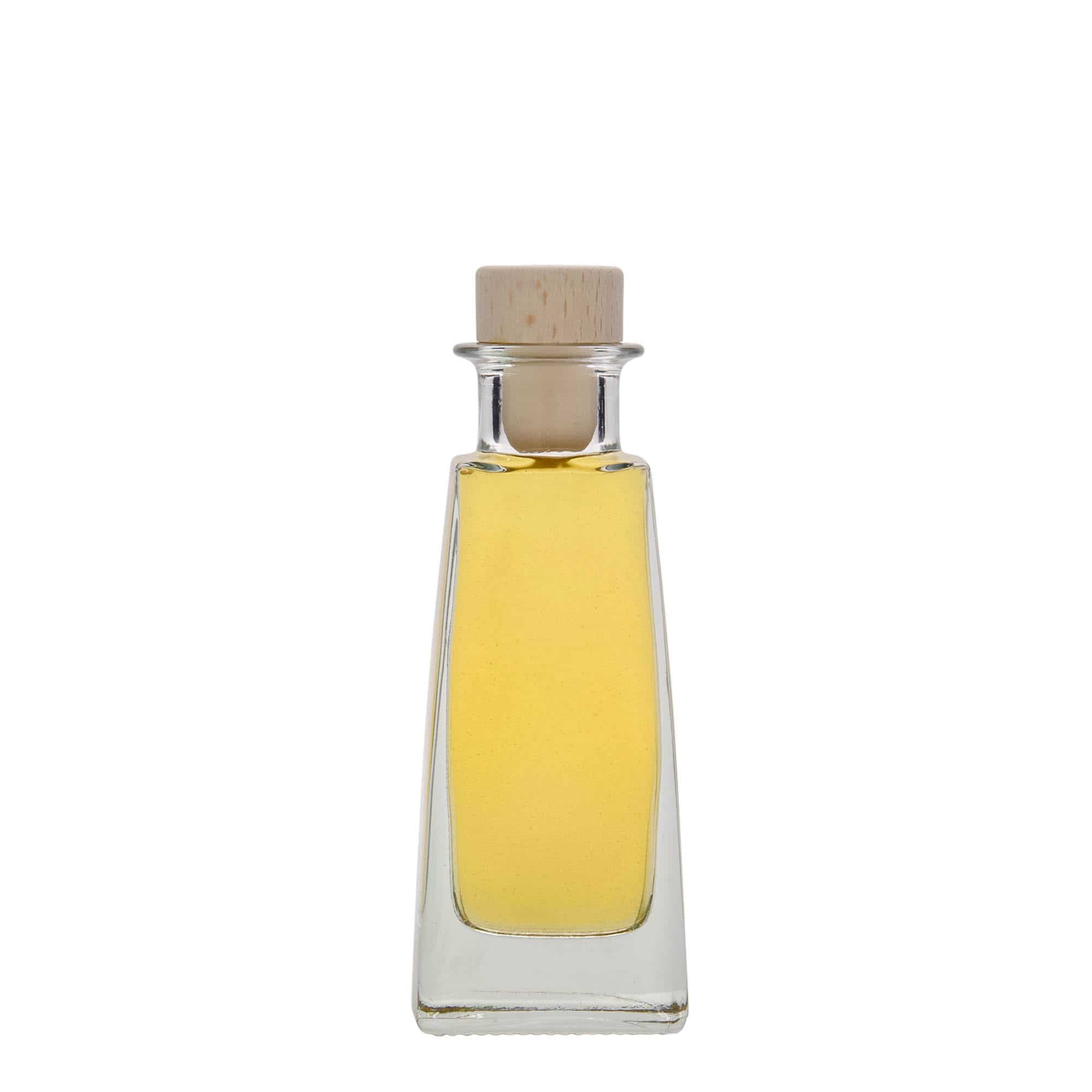 Botella de vidrio 'Timmy' de 100 ml, rectangular, boca: corcho