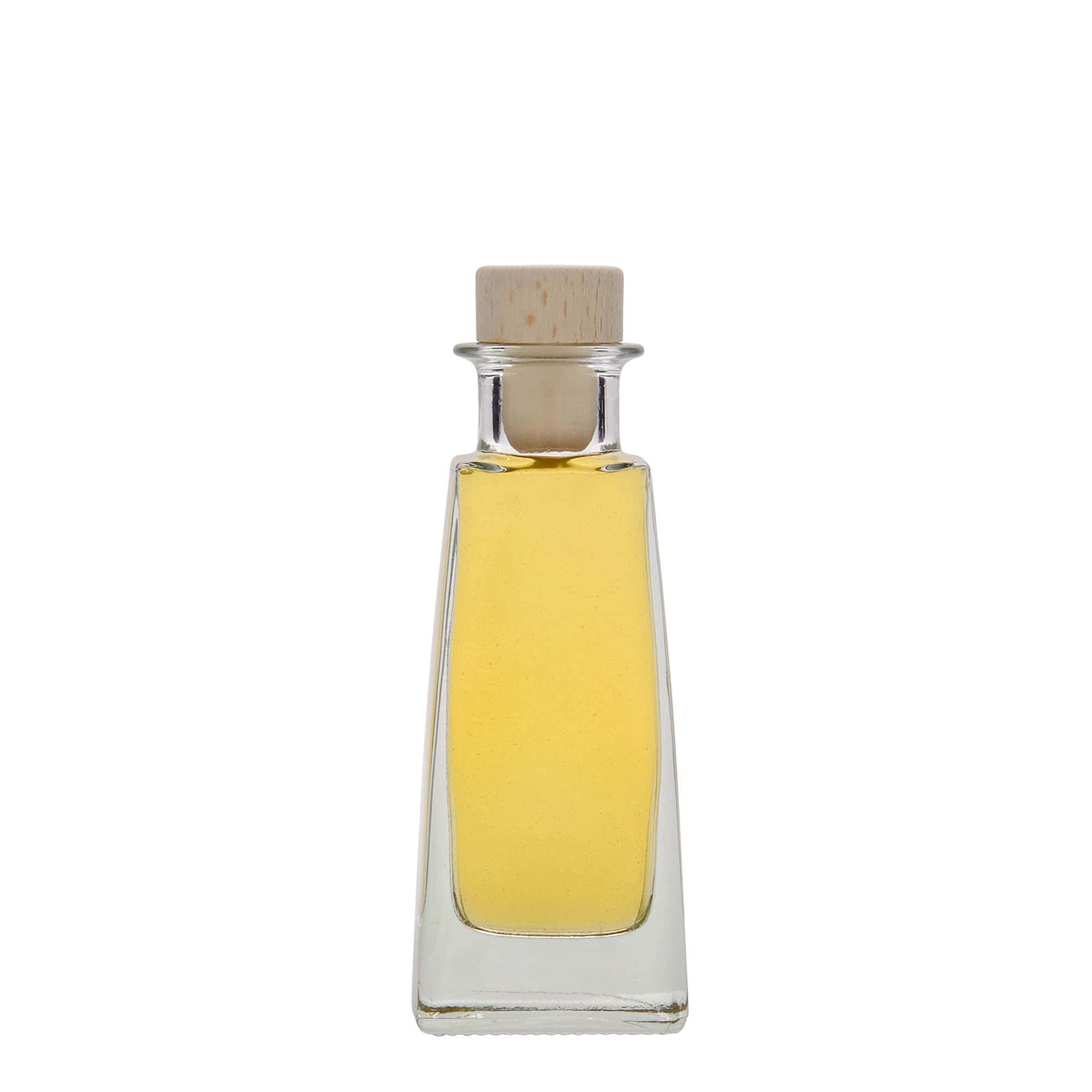 Botella de vidrio de 100 ml «Timmy», rectangular, boca: corcho