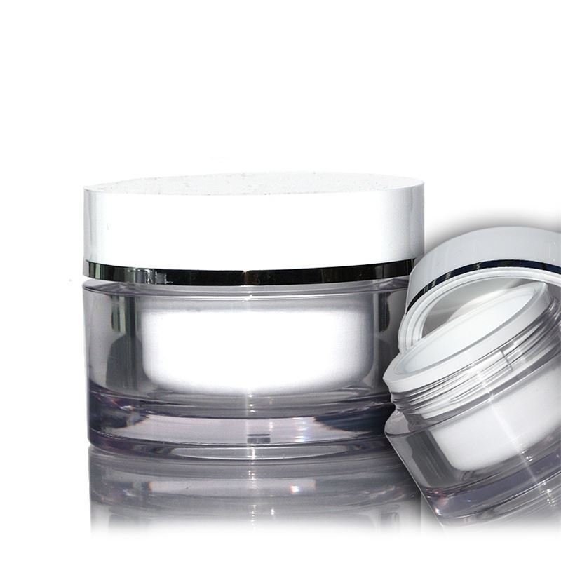 30 ml tarro, plástico SAN, blanco, boca: cierre de rosca 30 ml tarro, plástico SAN, blanco, boca: cierre de rosca