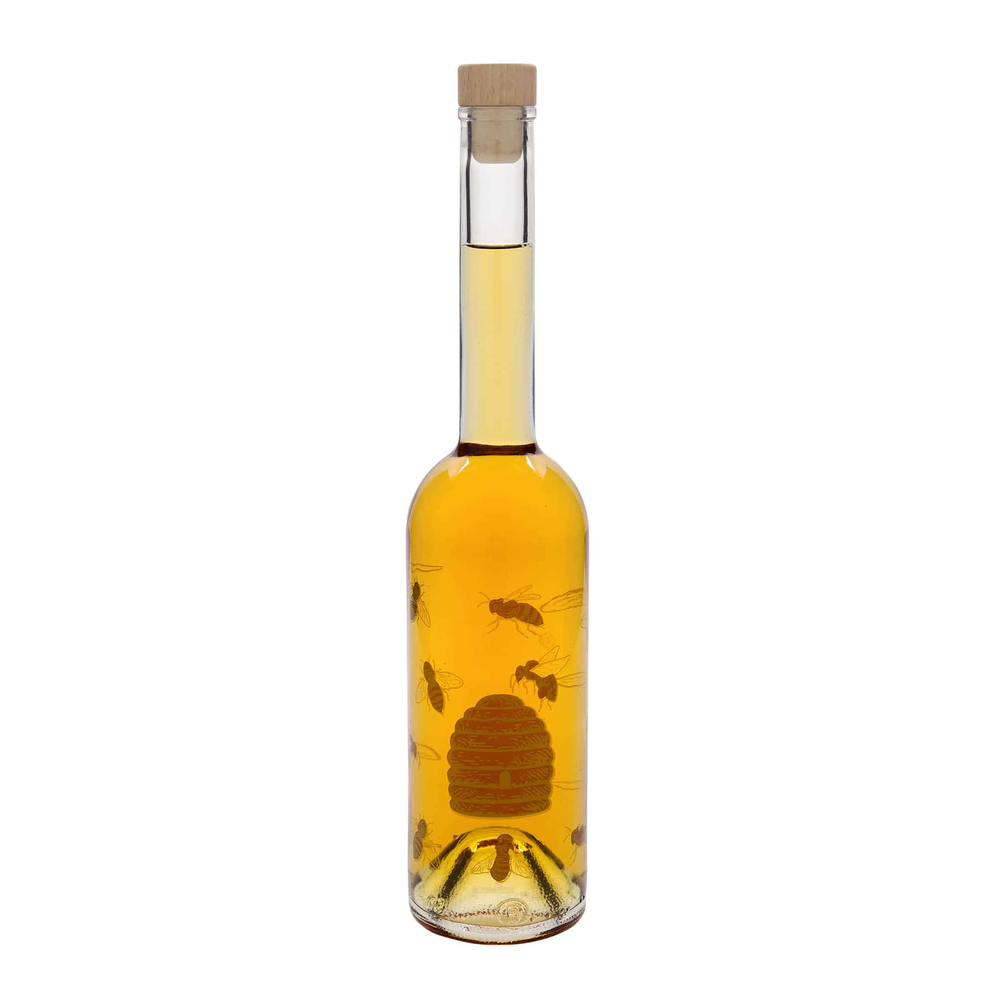 Botella de vidrio 'Opera' de 500 ml, motivo: abejas, boca: corcho