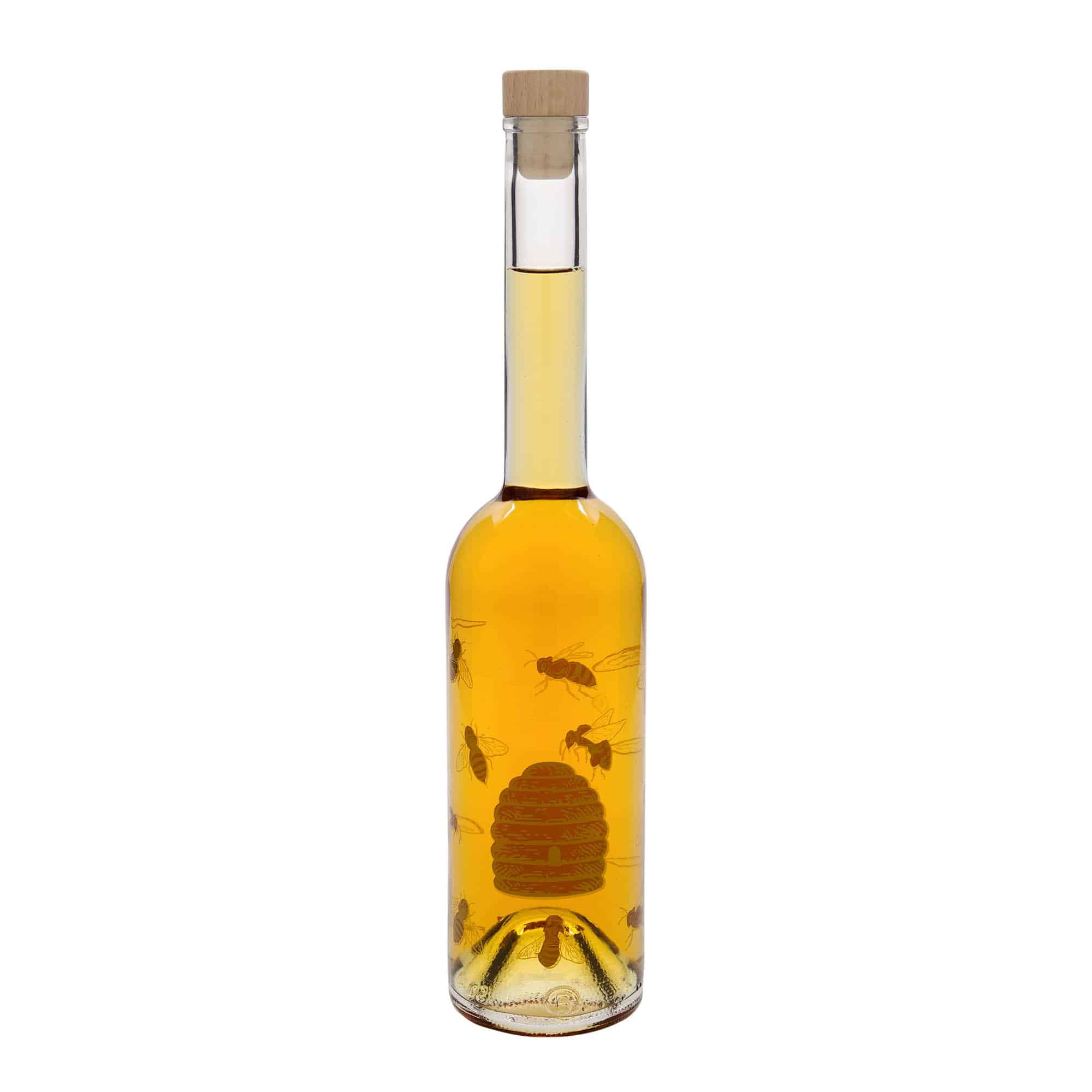 Botella de vidrio de 500 ml 'Opera', motivo: abejas, boca: corcho