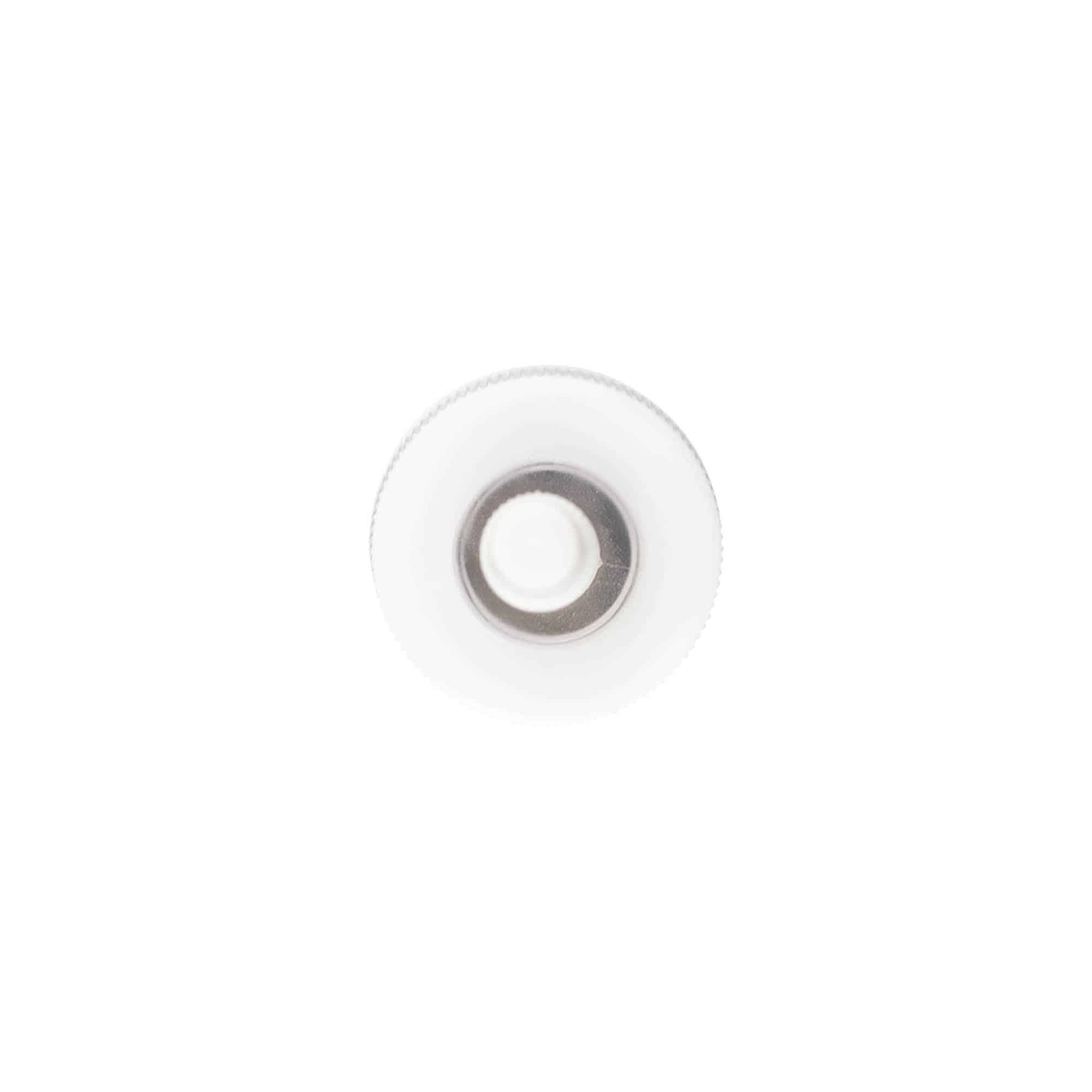 Tapa de rosca con aplicador, plástico PP, blanco, para boquilla: 24/410