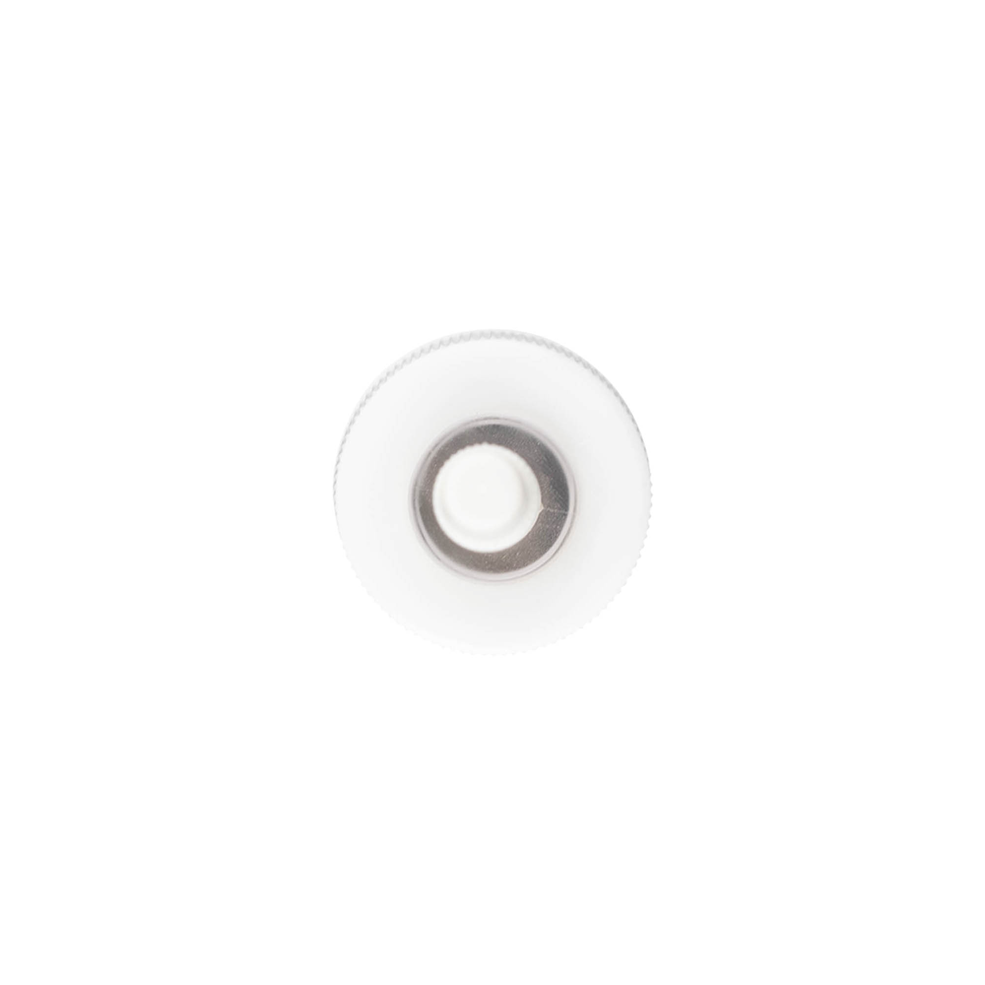 Tapa de rosca con aplicador, plástico PP, blanco, para boquilla: 24/410
