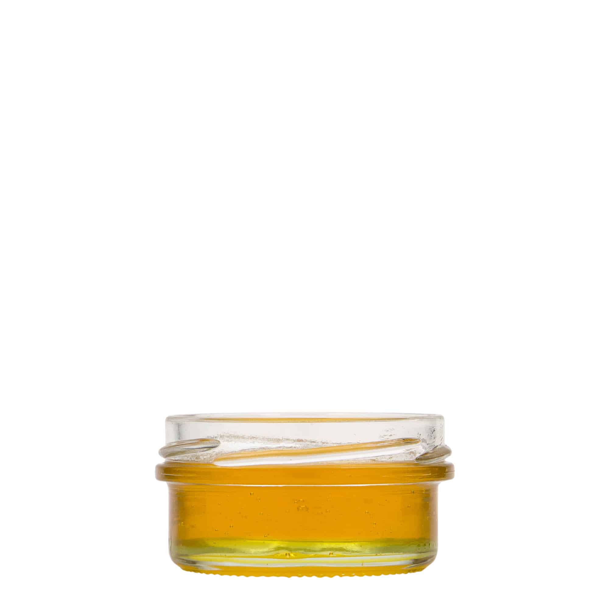 Tarro de vidrio cilíndrico liso de 65 ml, boca: Twist-Off (TO 66)