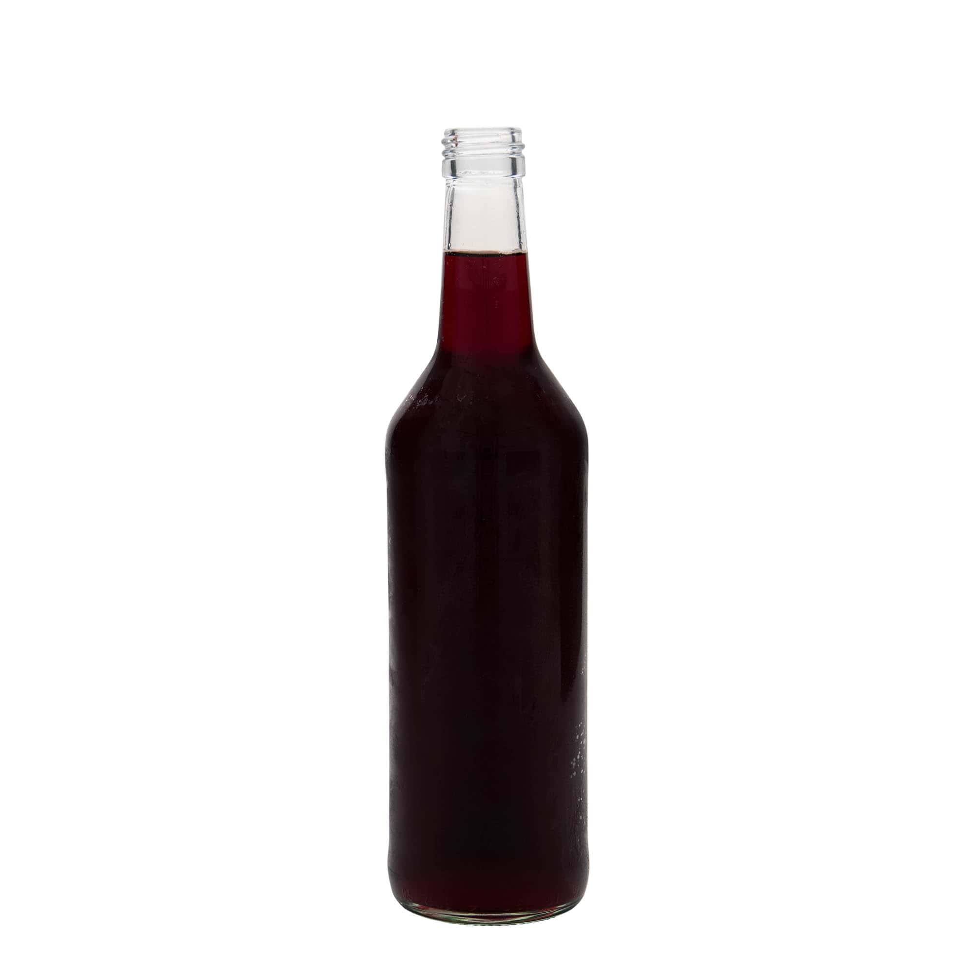 Botella de vidrio de 500 ml con cuello recto, boca: PP 28 Botella de vidrio de 500 ml con cuello recto, boca: PP 28