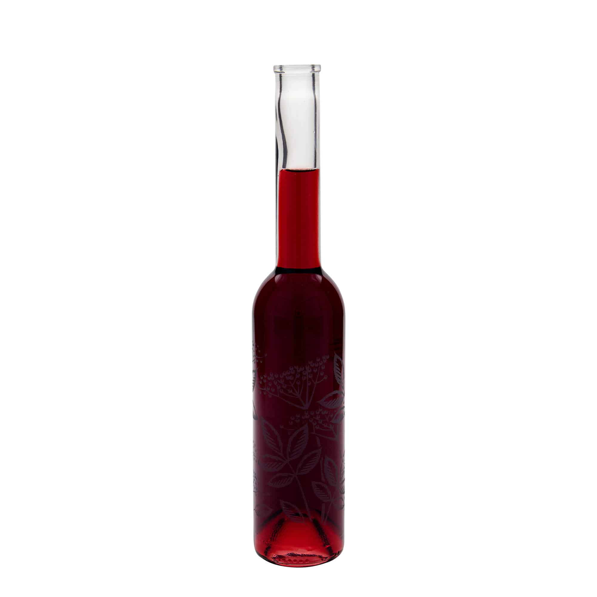 Botella de vidrio 'Opera' de 350 ml, motivo: saúco, boca: corcho