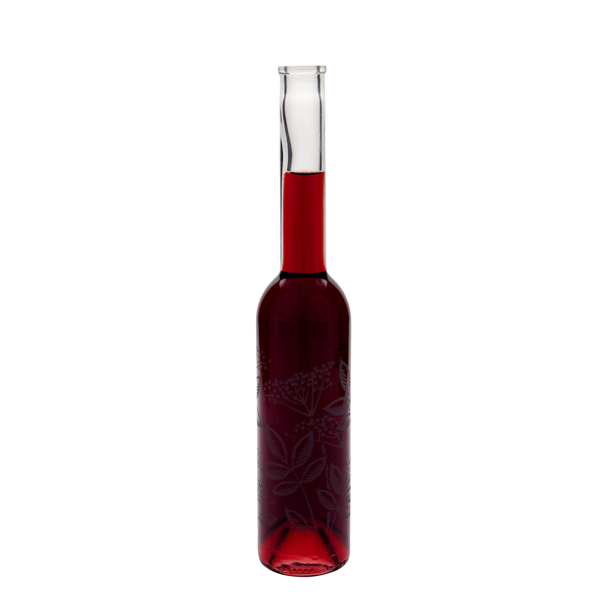 Botella de vidrio de 350 ml «Opera», motivo: saúco, boca: corcho
