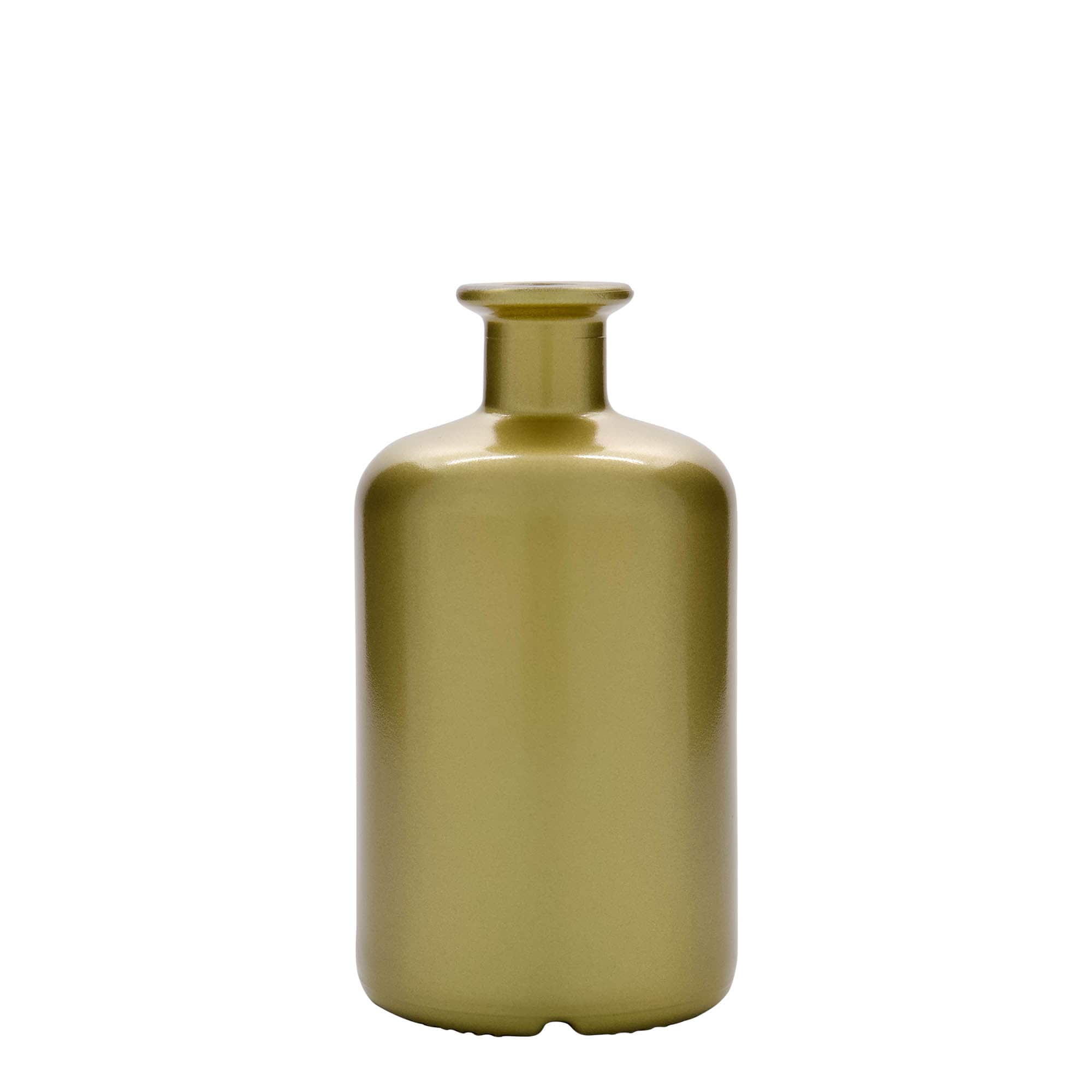 Botella de vidrio de 500 ml para farmacéutico, dorada, boca: corcho