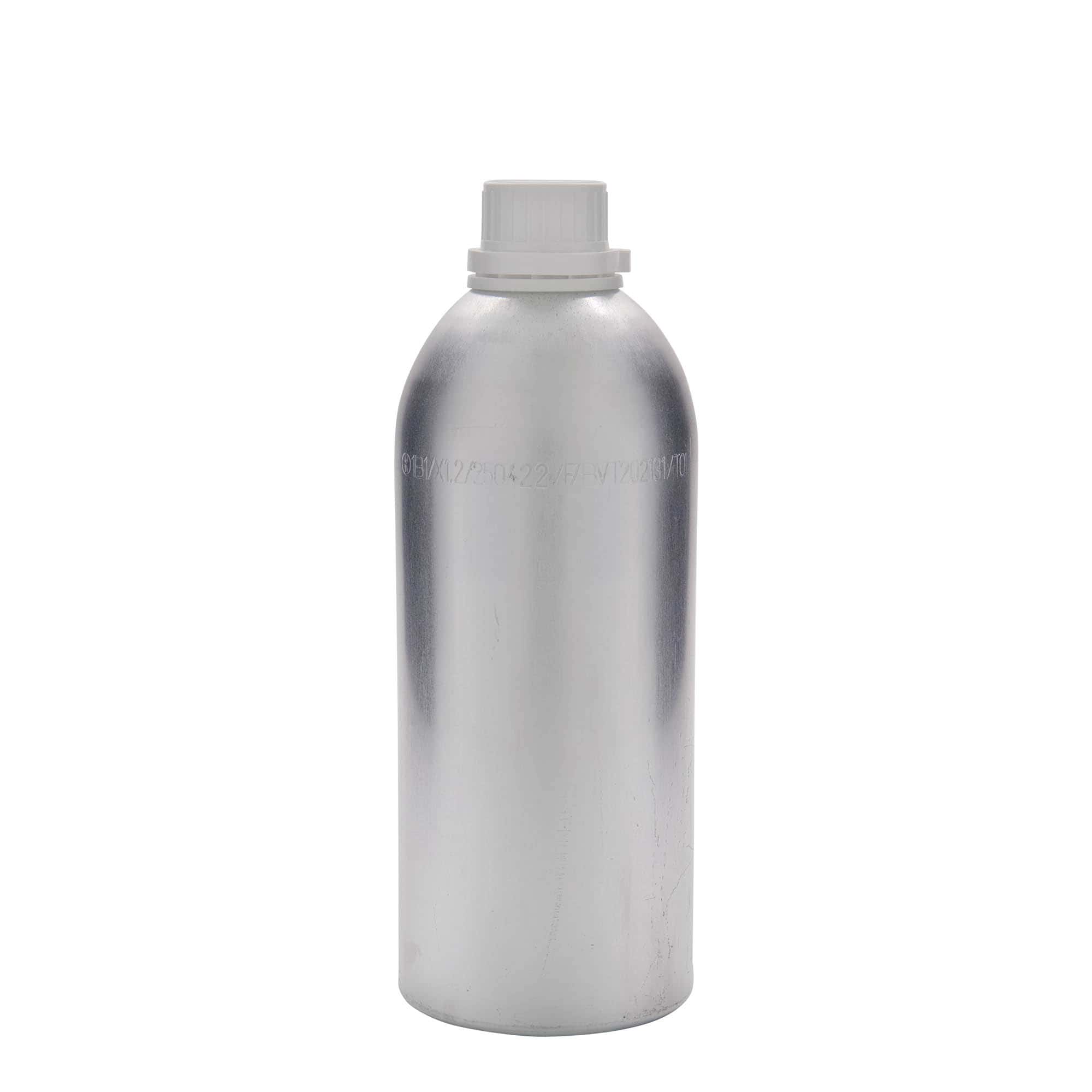 Botella de aluminio de 1100 ml, metal, plata, boca: DIN 32