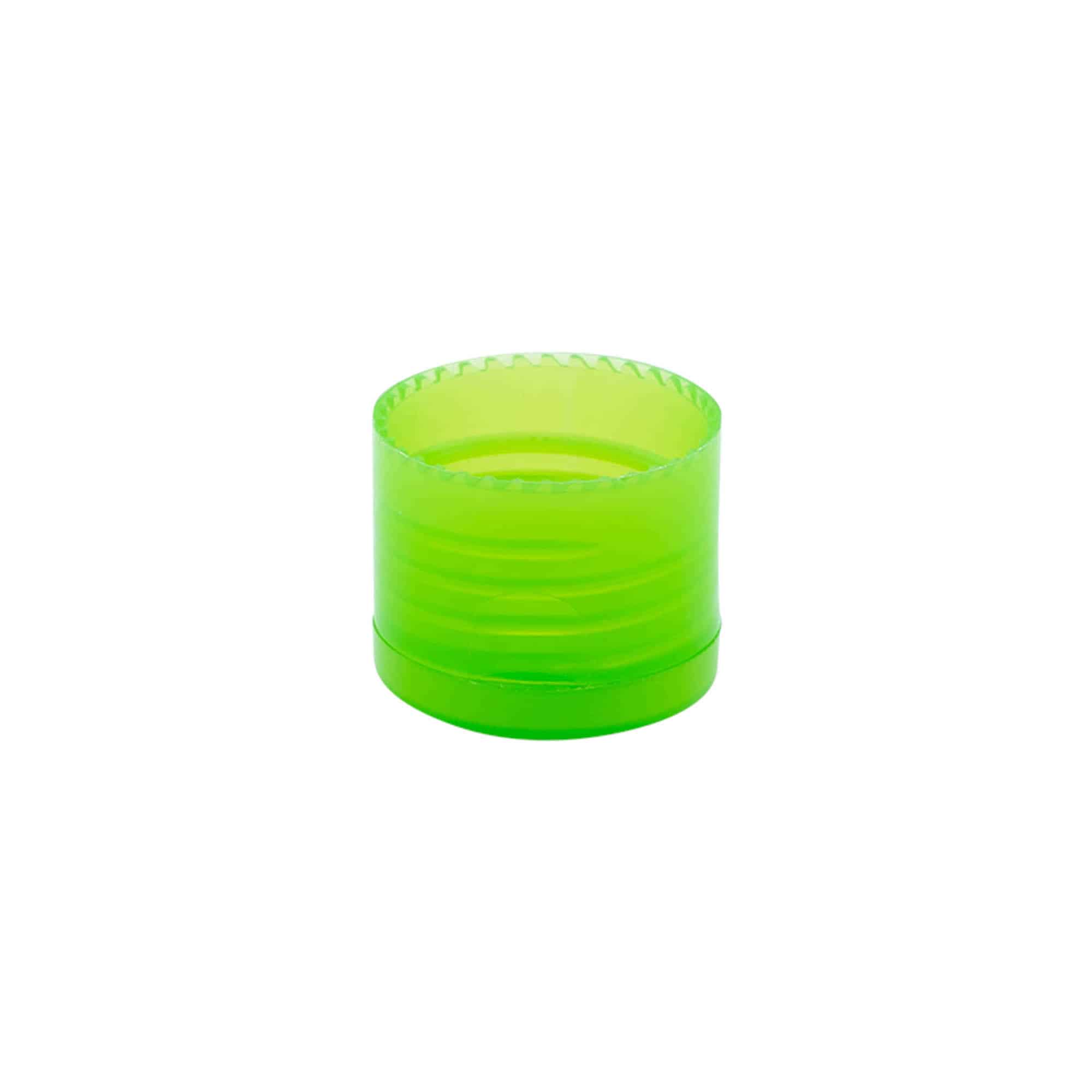 Tapón de rosca con bisagra, plástico de PP, verde, para boca: 24/410