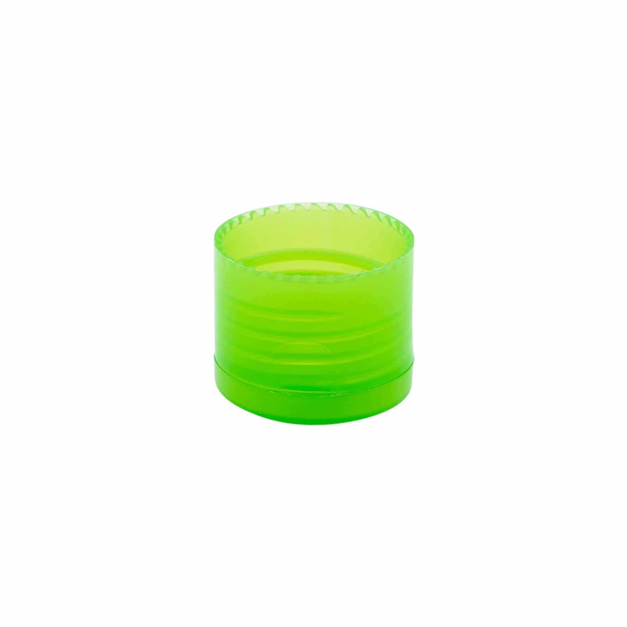 Tapa de rosca con bisagra abatible, plástico PP, verde, para boca: 24/410
