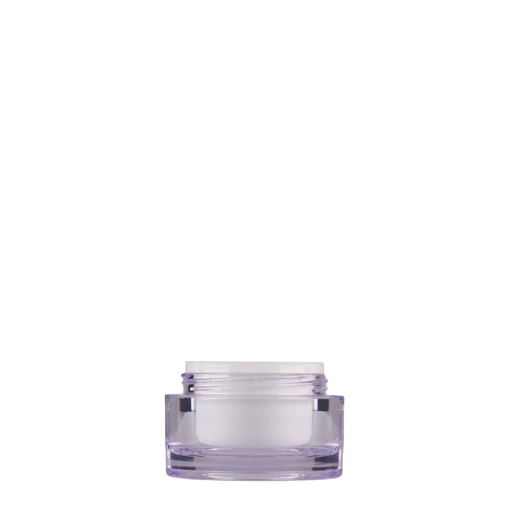 10 ml tarro, plástico SAN, blanco, boca: tapa de rosca