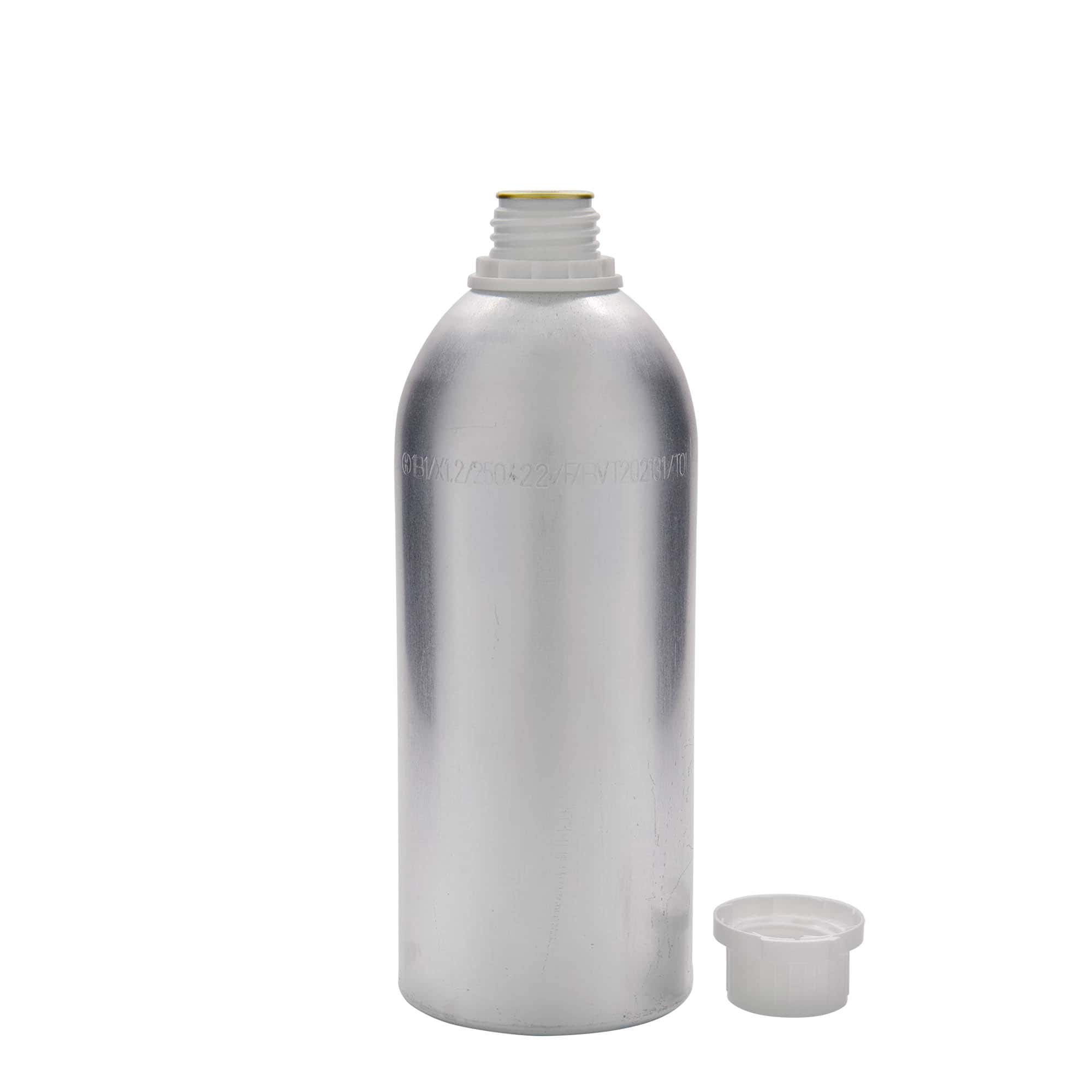 Botella de aluminio de 1100 ml, metal, plata, boca: DIN 32