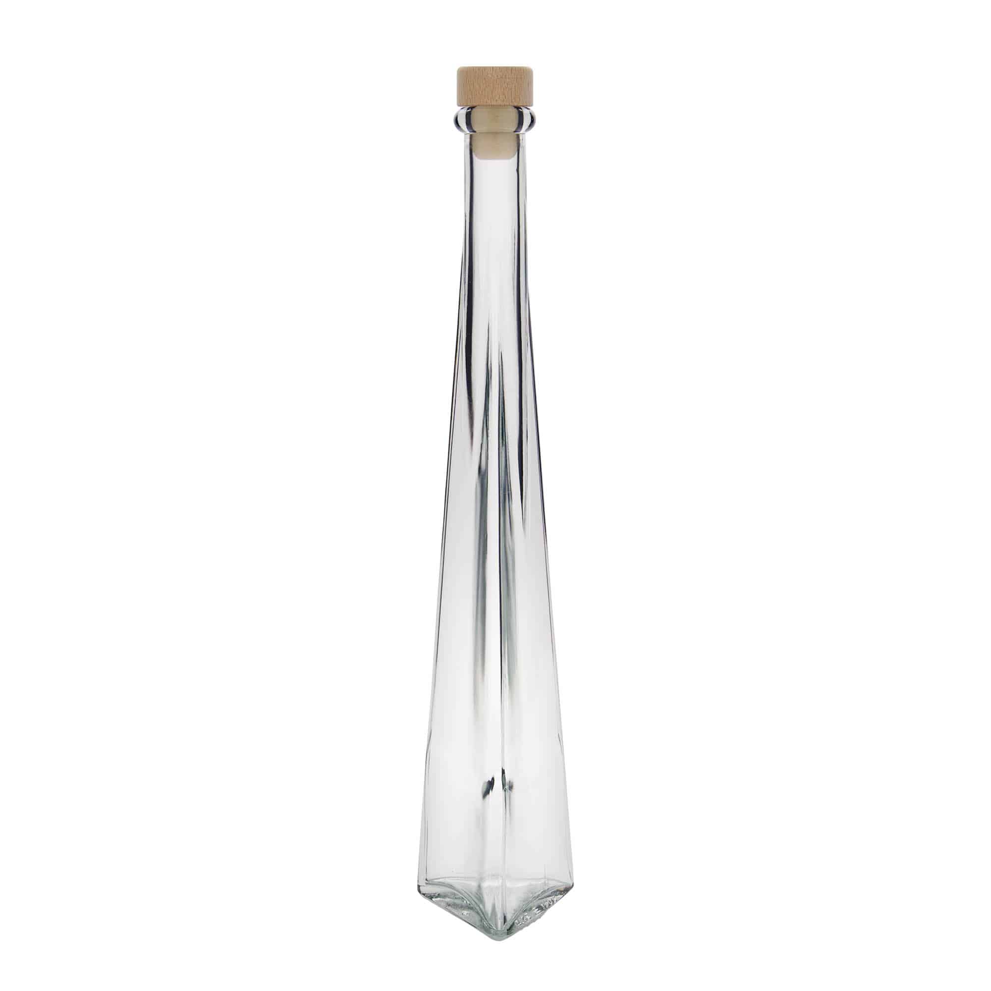 Botella de vidrio 'Dama Triangolore' de 200 ml, triangular, boca: corcho