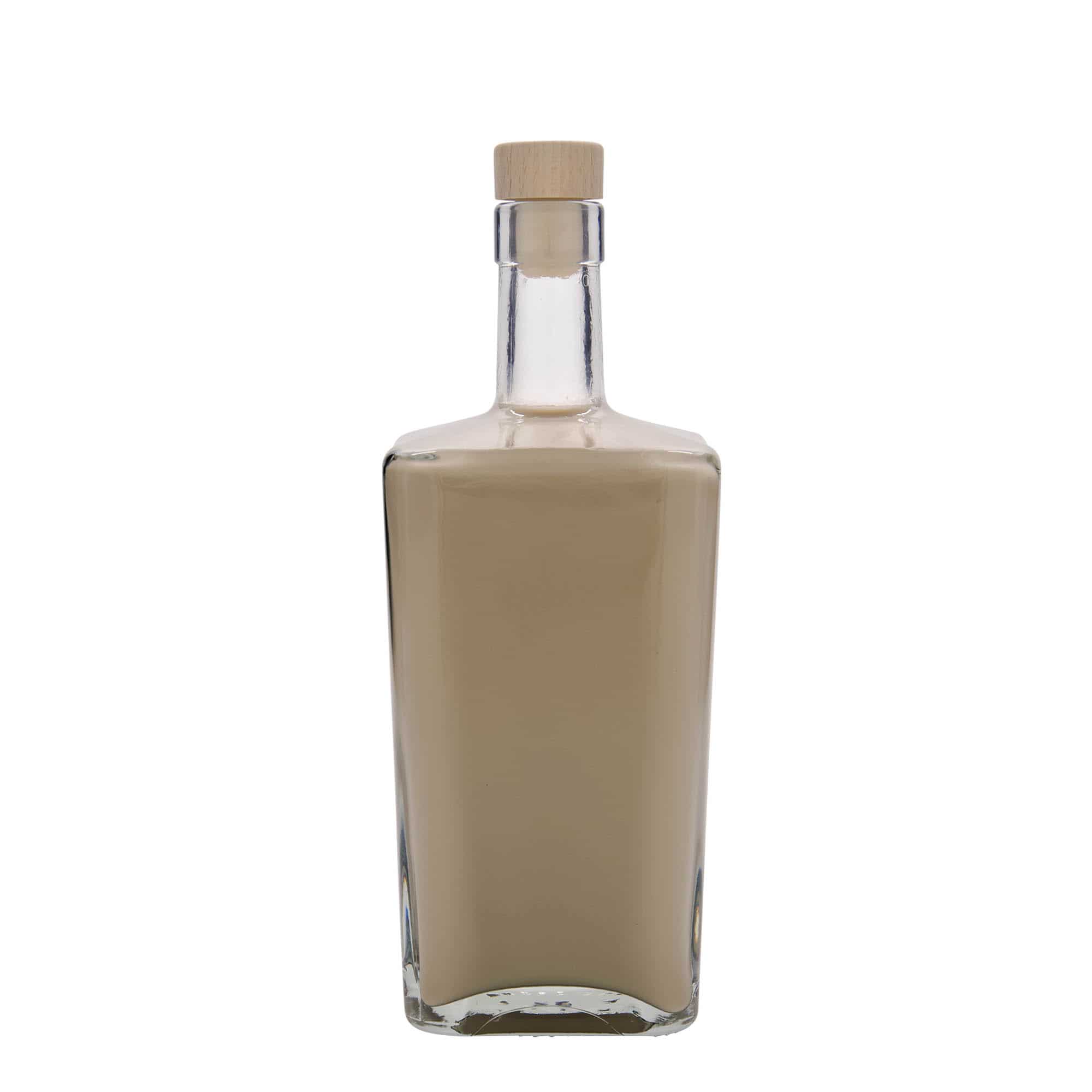 Botella de vidrio 'Noel' de 700 ml, cuadrada, boca: corcho