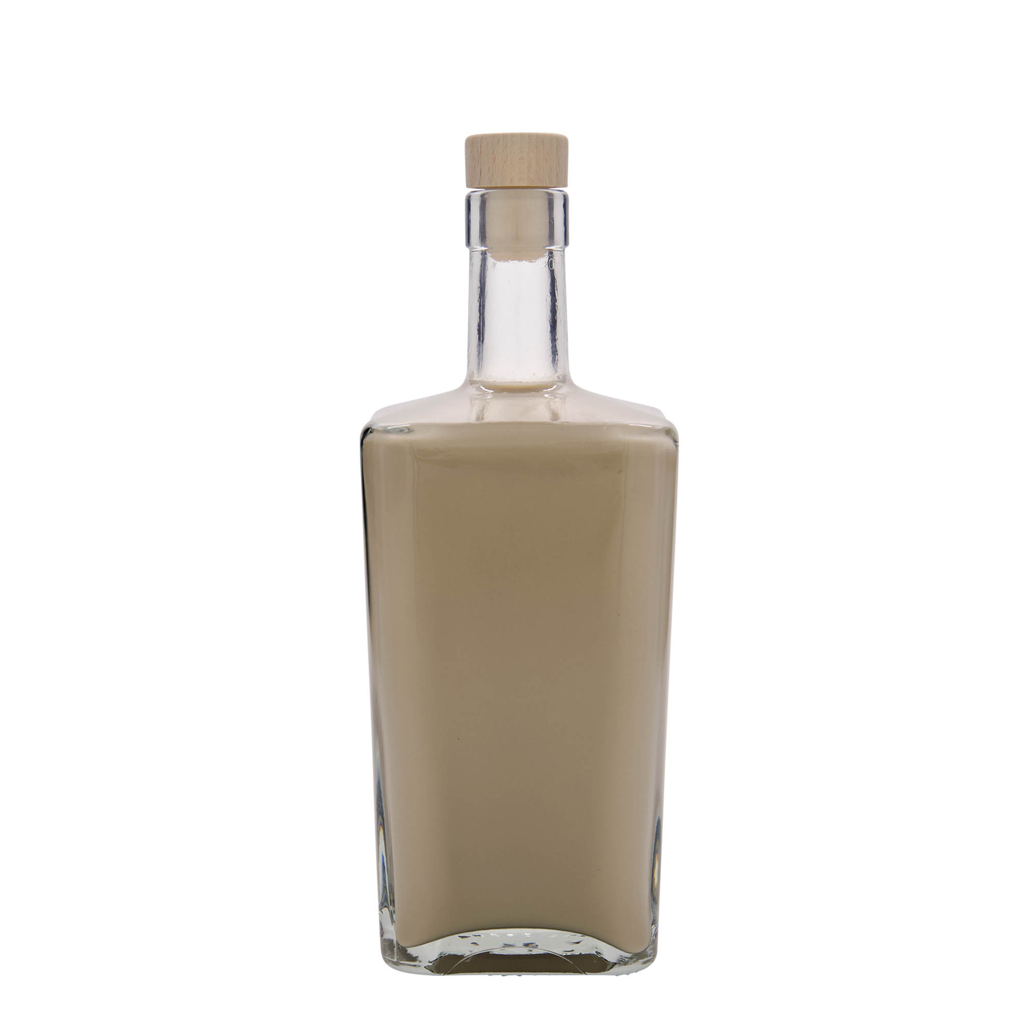 Botella de vidrio de 700 ml «Noel», cuadrada, boca: corcho