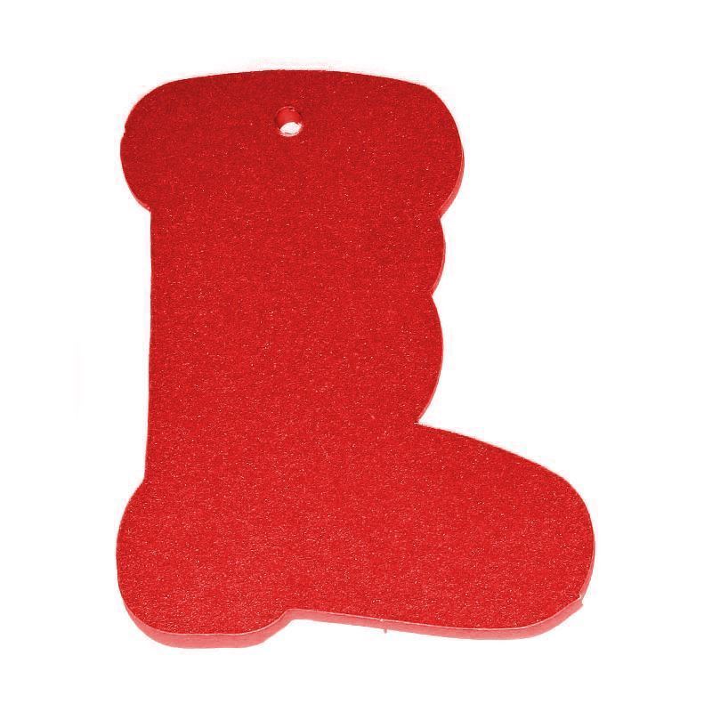 Etiqueta colgante con forma de bota, roja