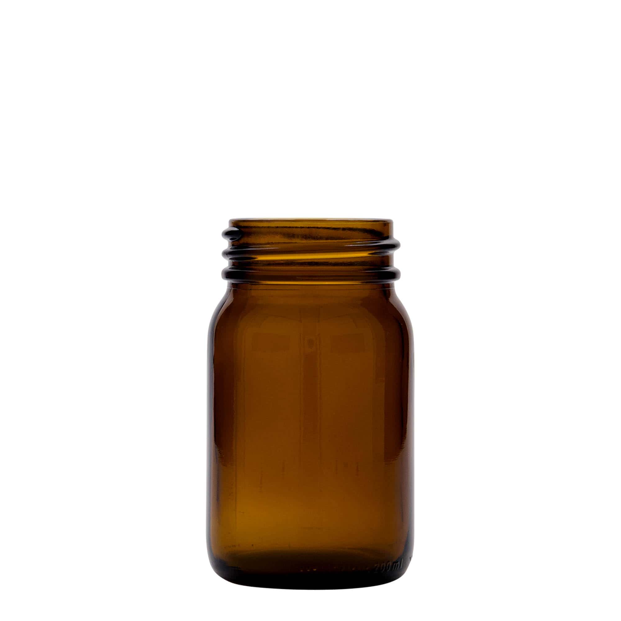200 ml frasco de boca ancha, marrón, boca: DIN 55