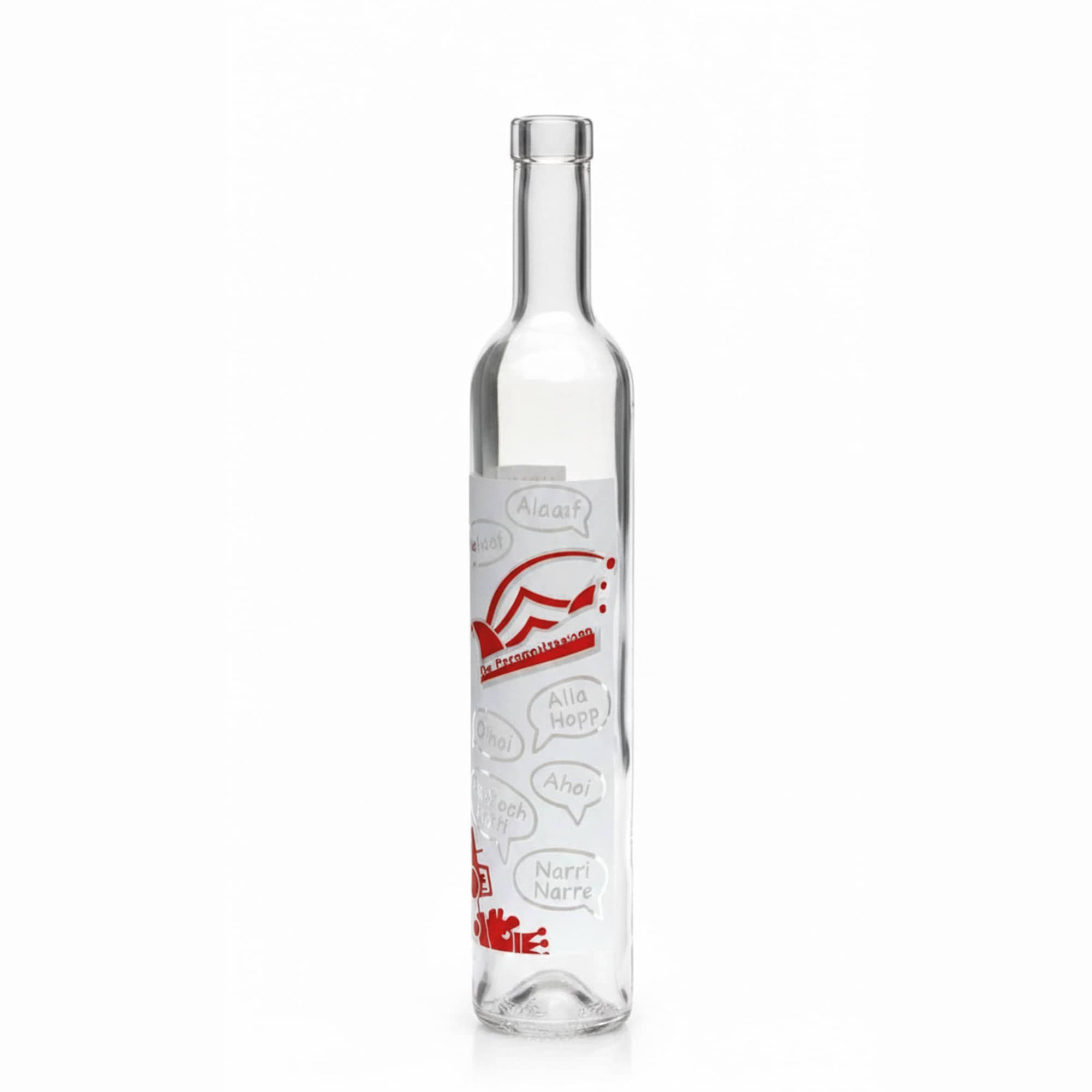 Botella de vidrio de 500 ml Maximo impresa «Carnaval», boca: corcho