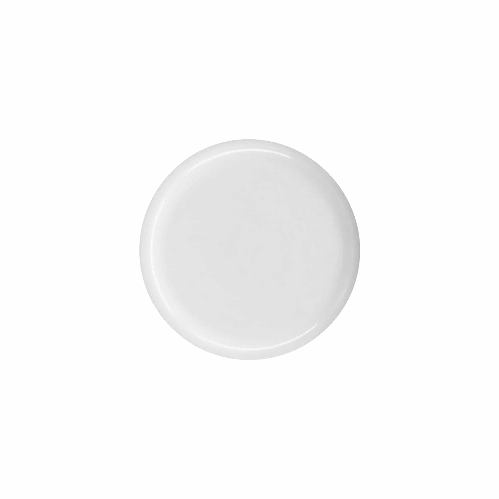 Tapón de rosca para botella redonda con inserto de jeringa, plástico PE, blanco, para boca: DIN 18