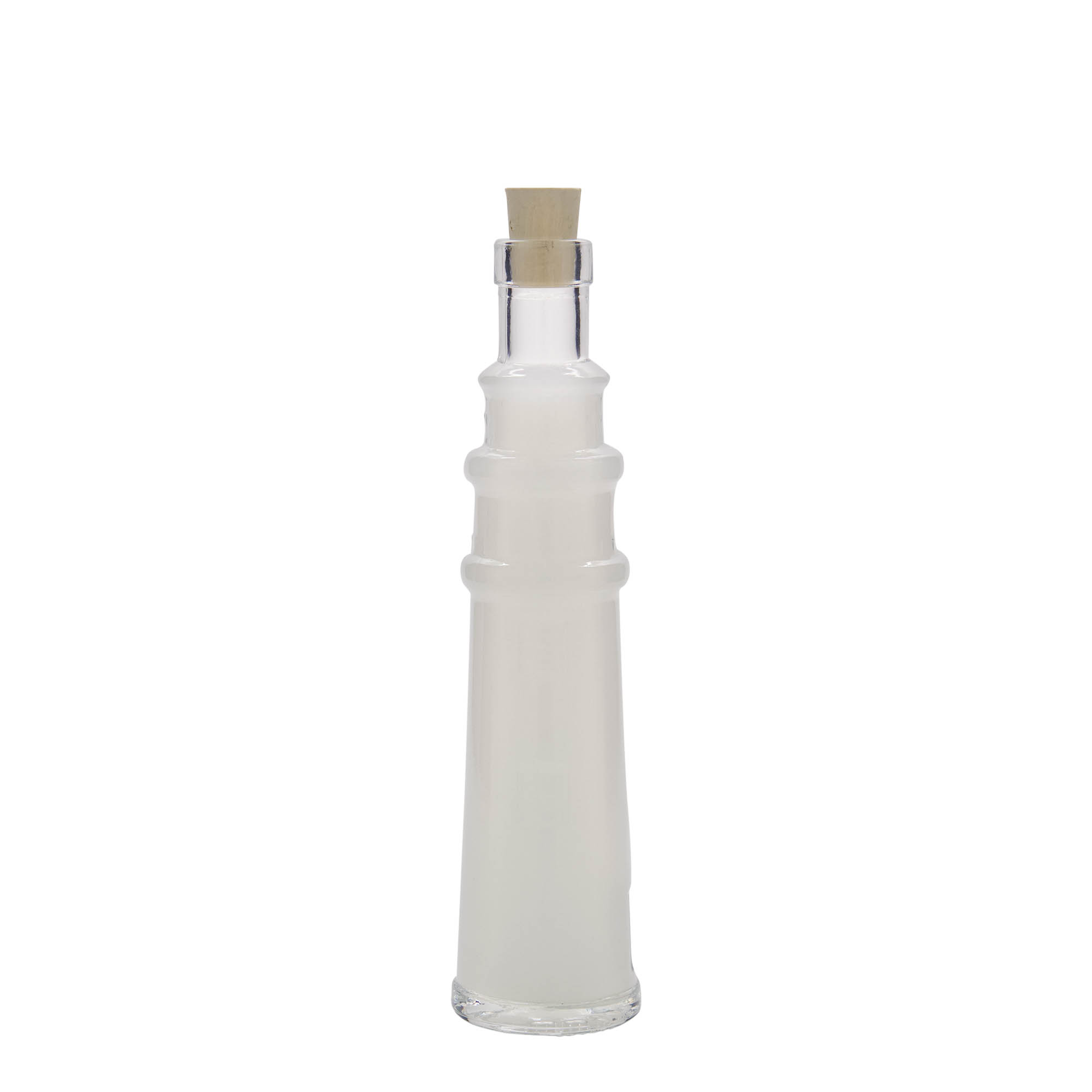 Botella de cristal de 100 ml 'Leuchtturm', boca: corcho